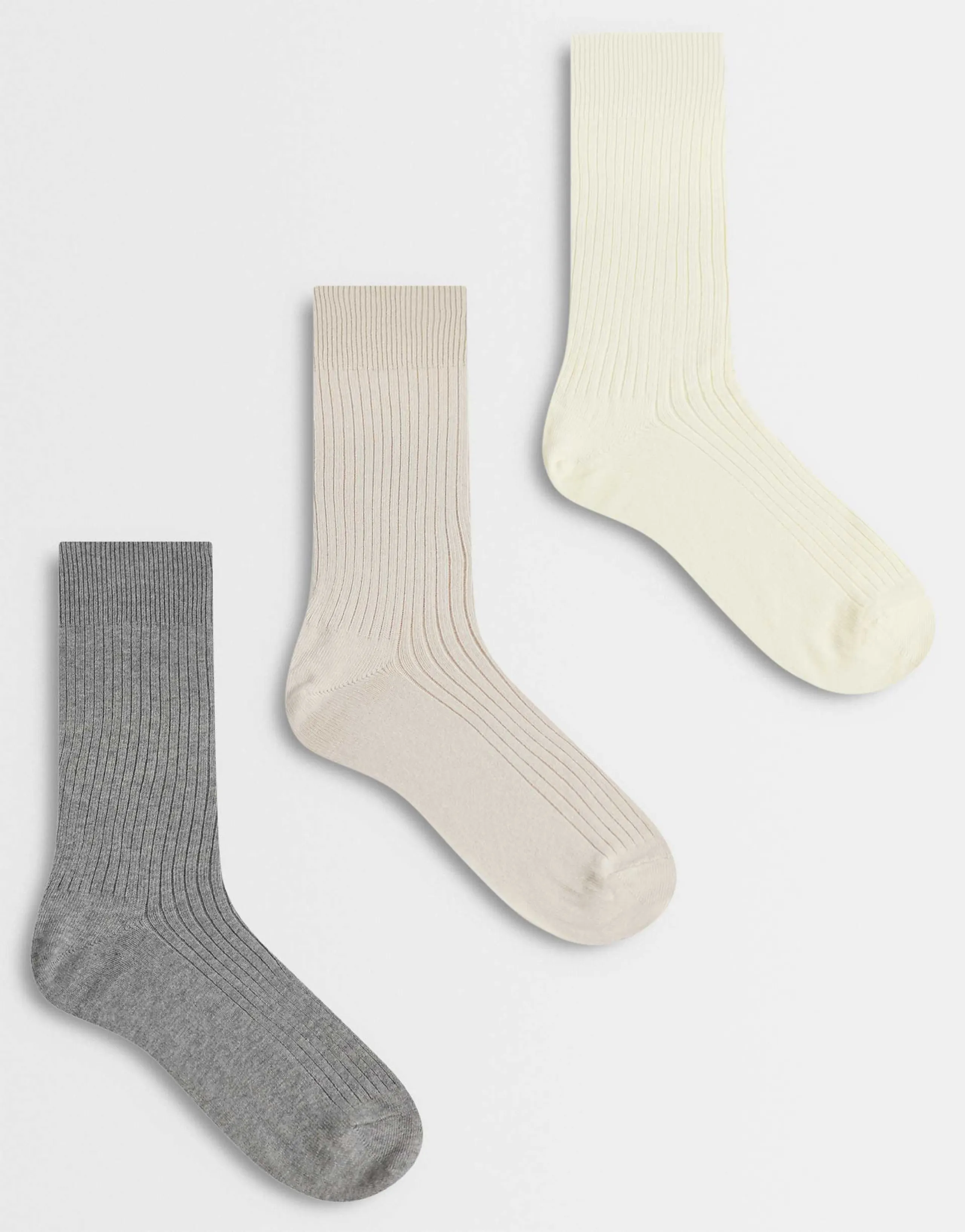 ARKET 3 pack rich cotton ribbed socks in beige mix