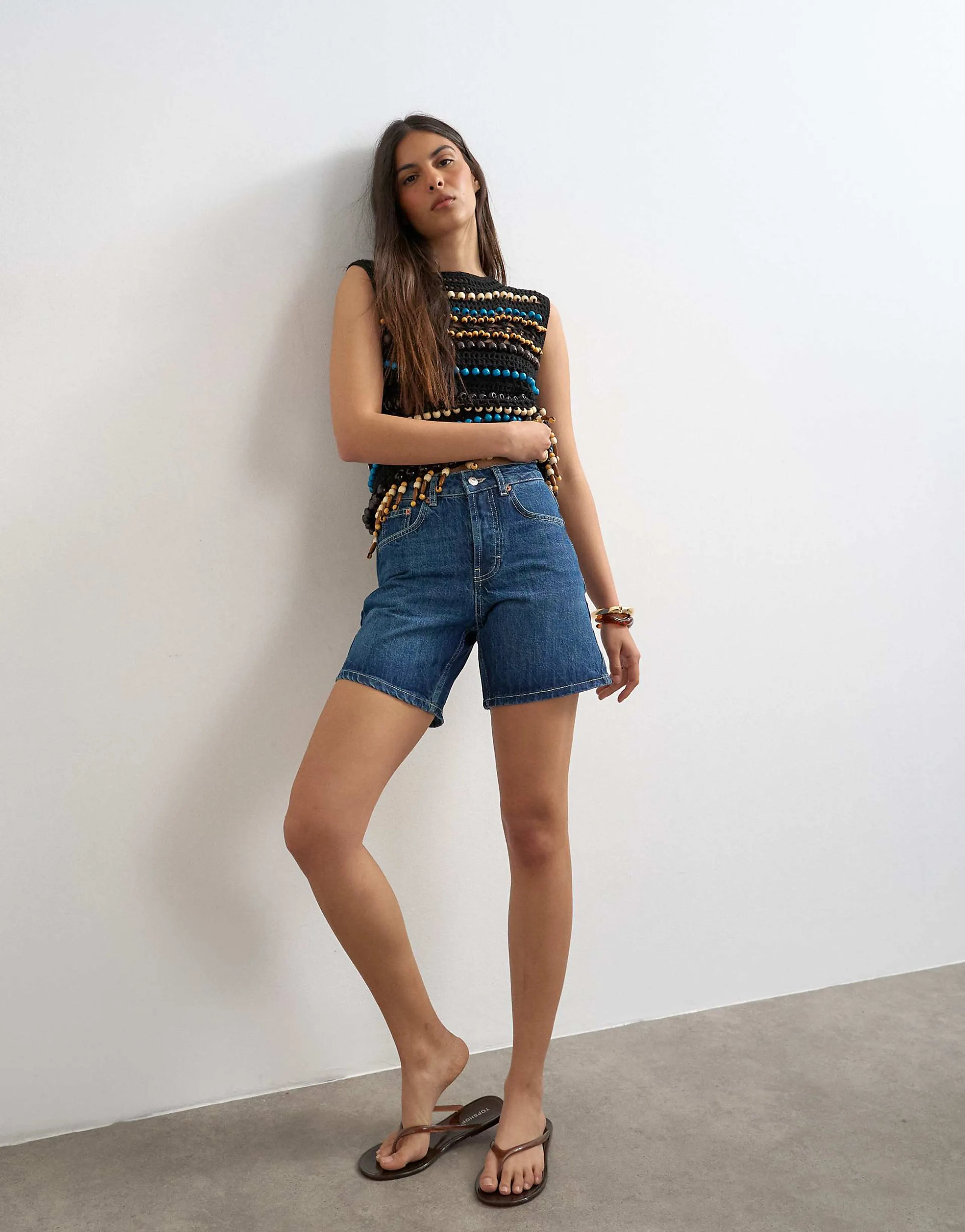 Topshop denim Editor shorts in rich blue