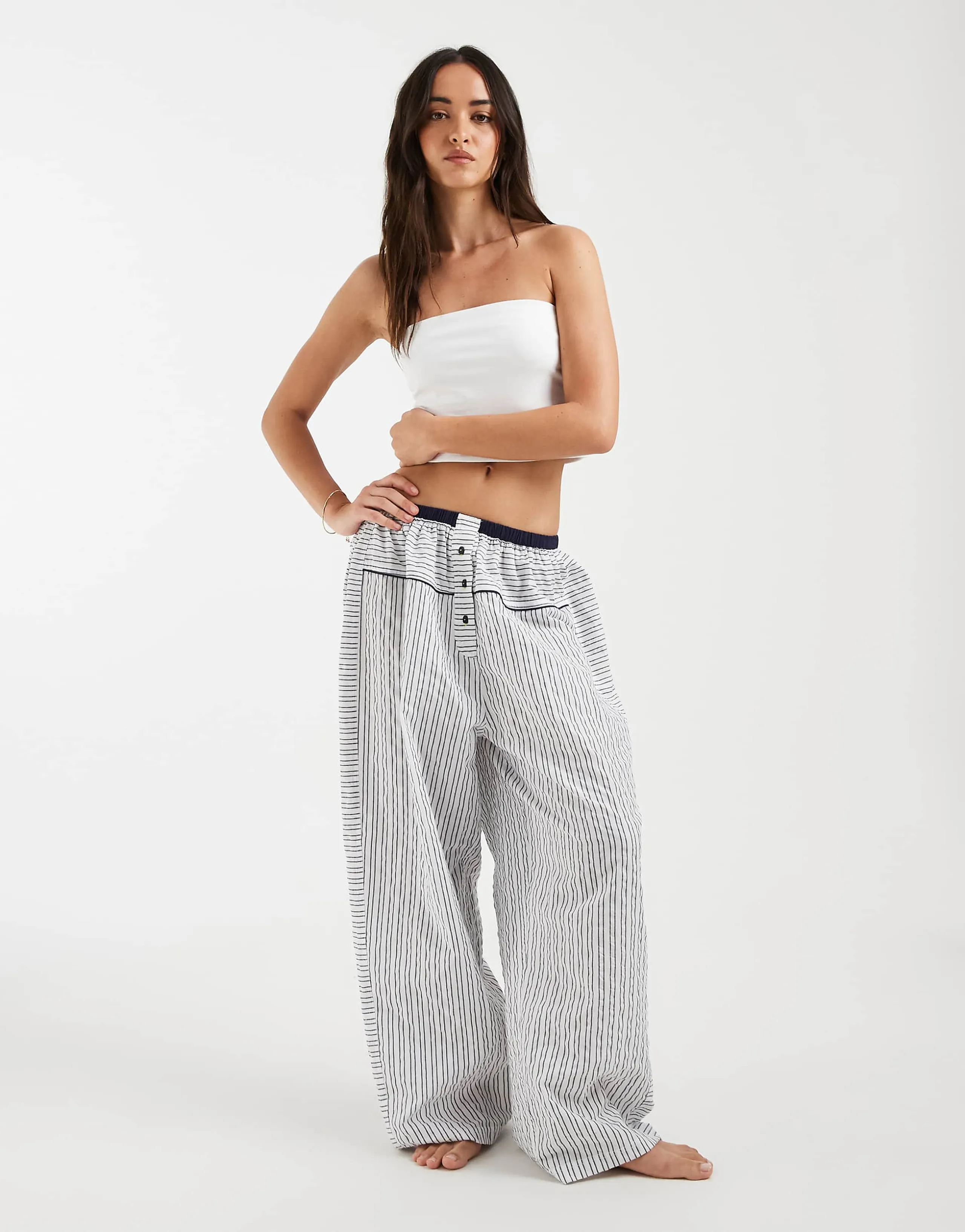 Free People cross my heart pajama pants in ivory 