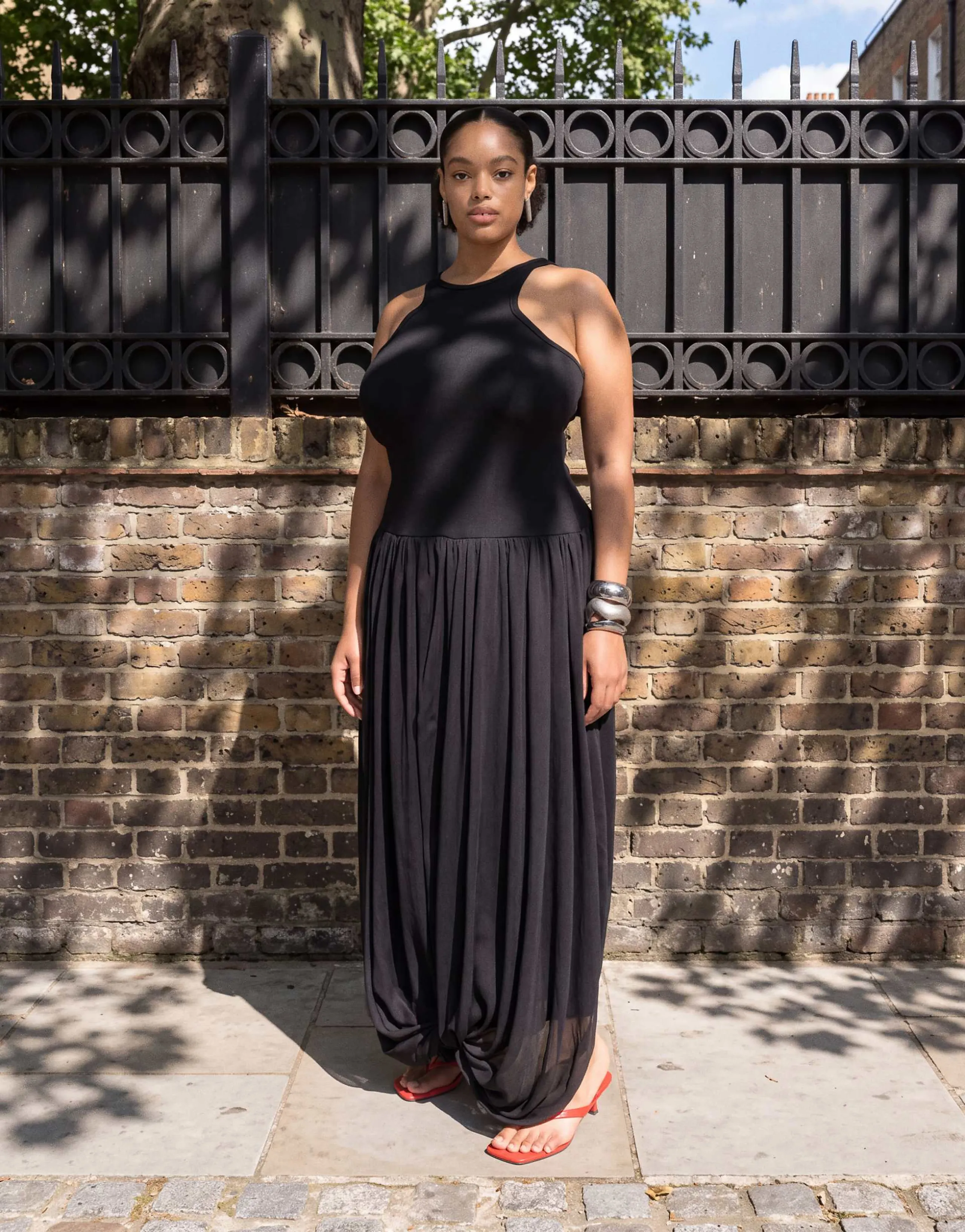 ASOS DESIGN Curve hybrid racer maxi dress in black