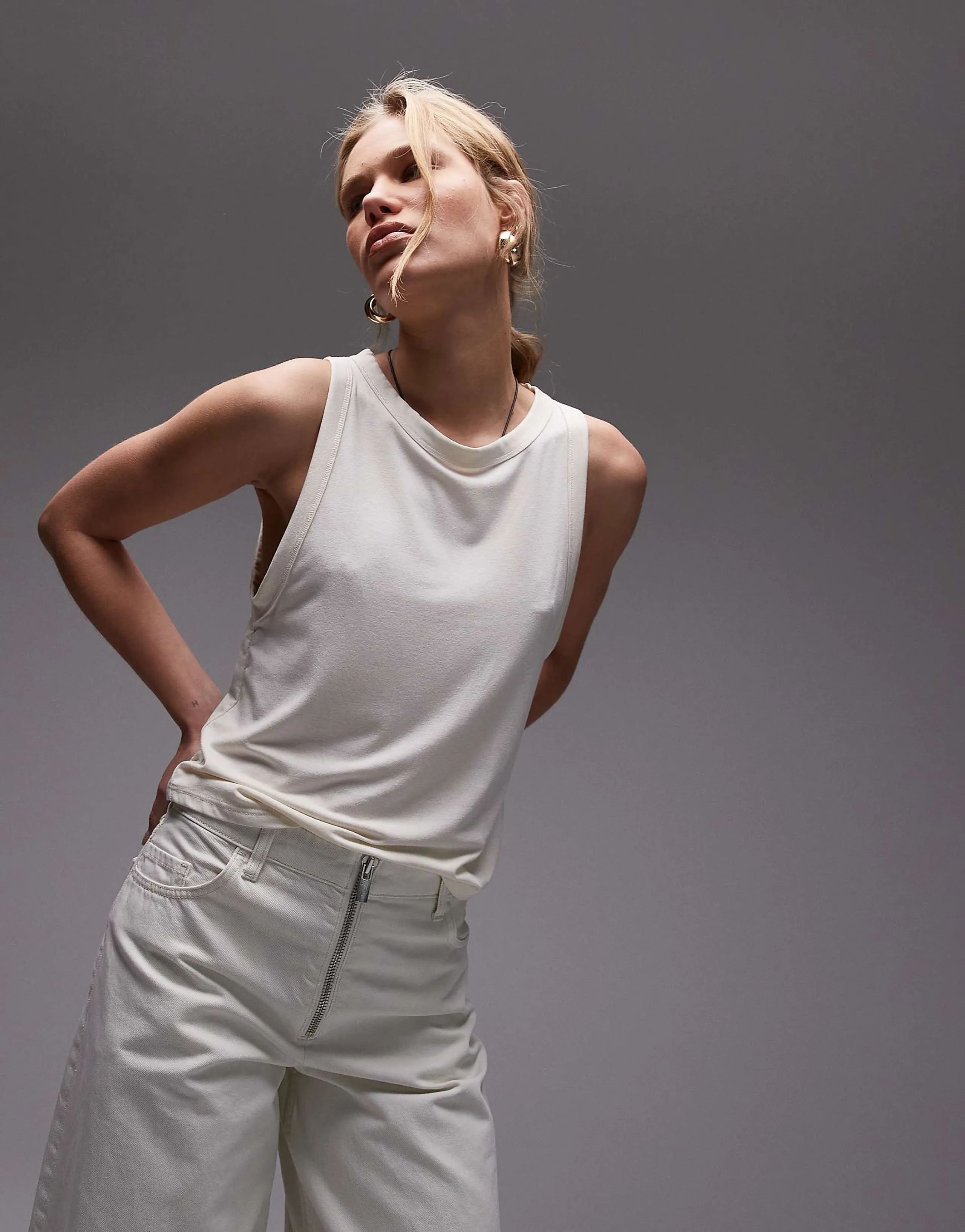 Topshop soft loose tank top in ivory