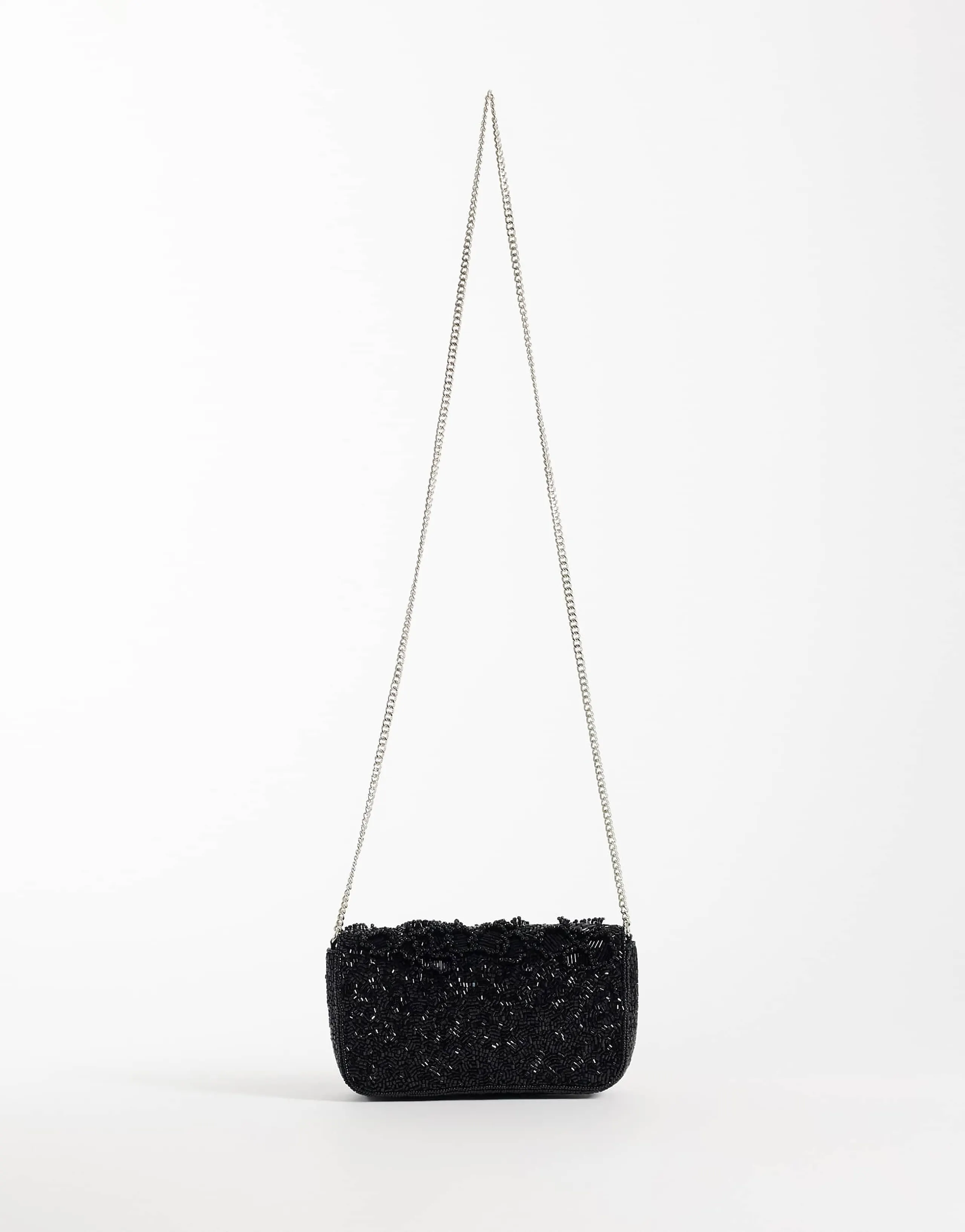 ASOS DESIGN embellished flap over crossbody bag in black