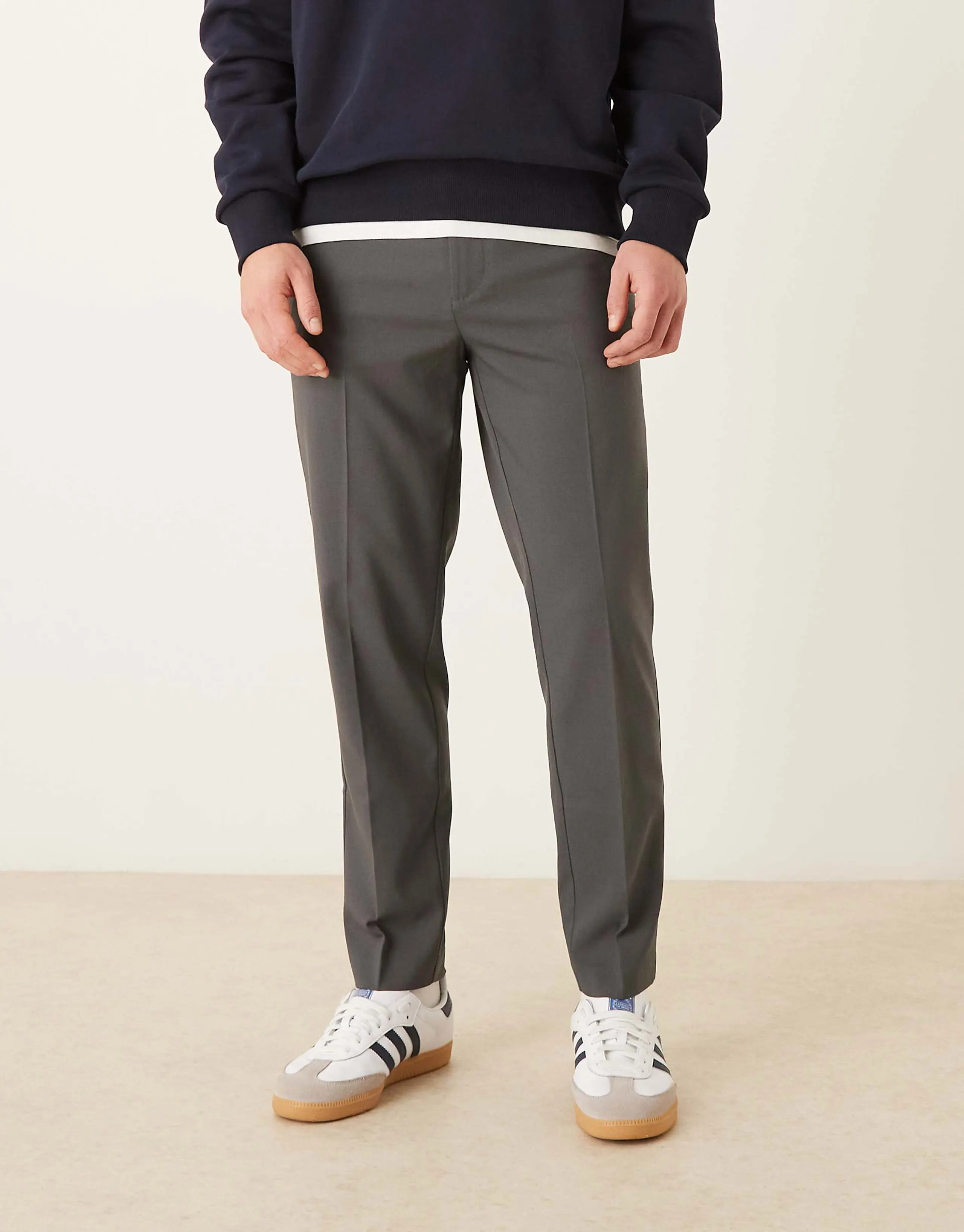 ASOS DESIGN smart tapered pants in charcoal
