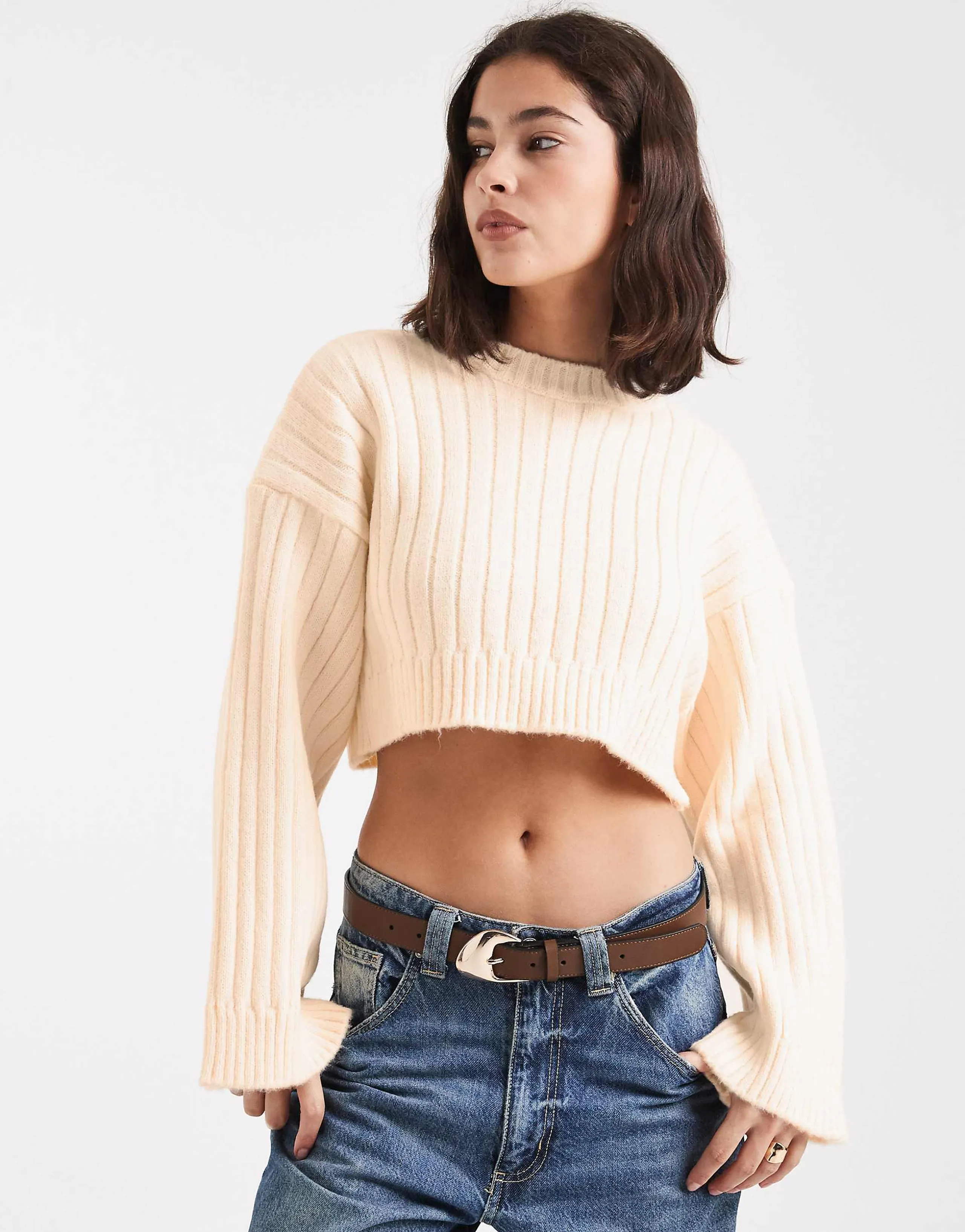 ASOS DESIGN cropped sweater with wide rib knit