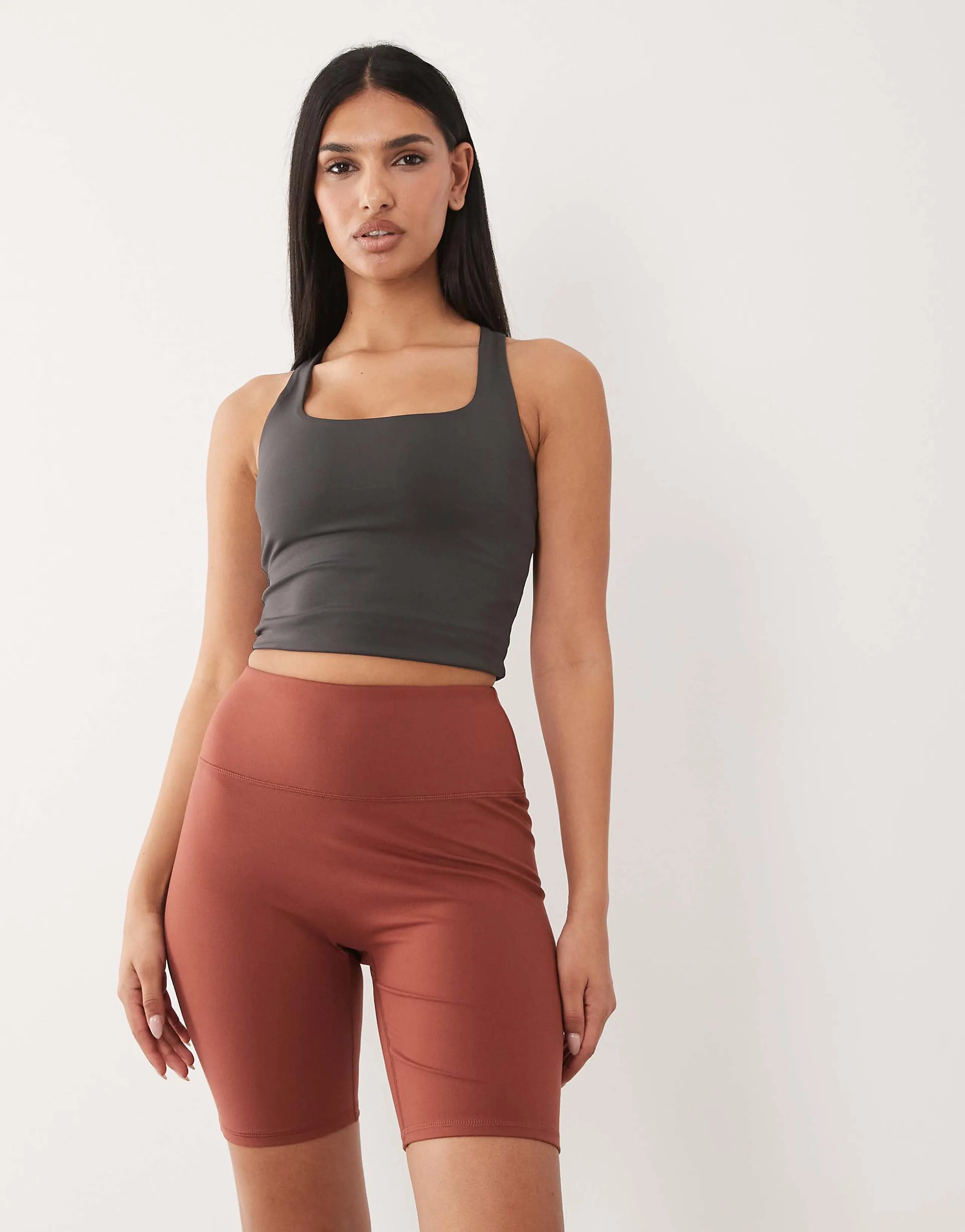 4505 Hourglass Icon soft touch high waist 8-inch legging shorts in amber