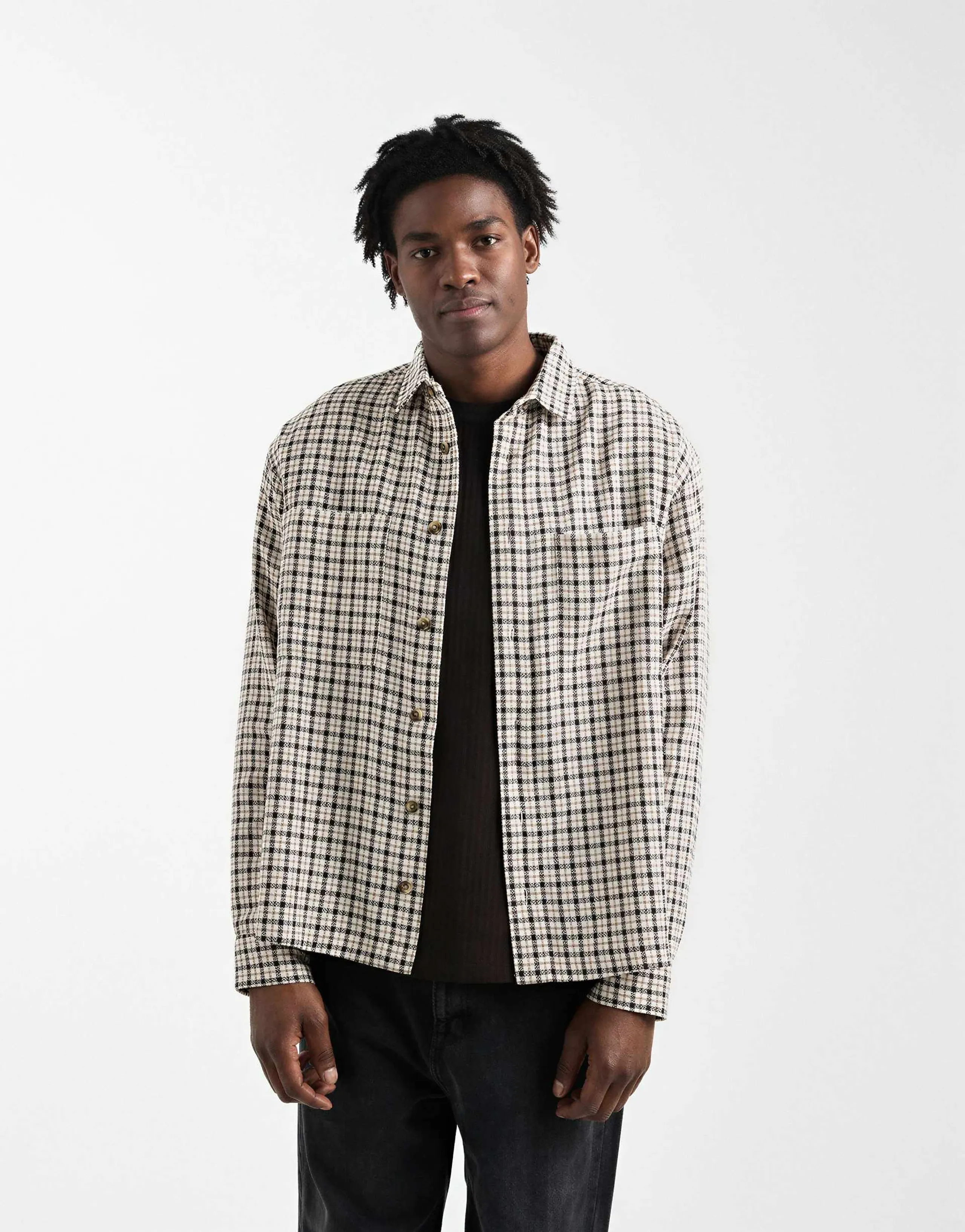 ASOS DESIGN oversized check shirt in brown