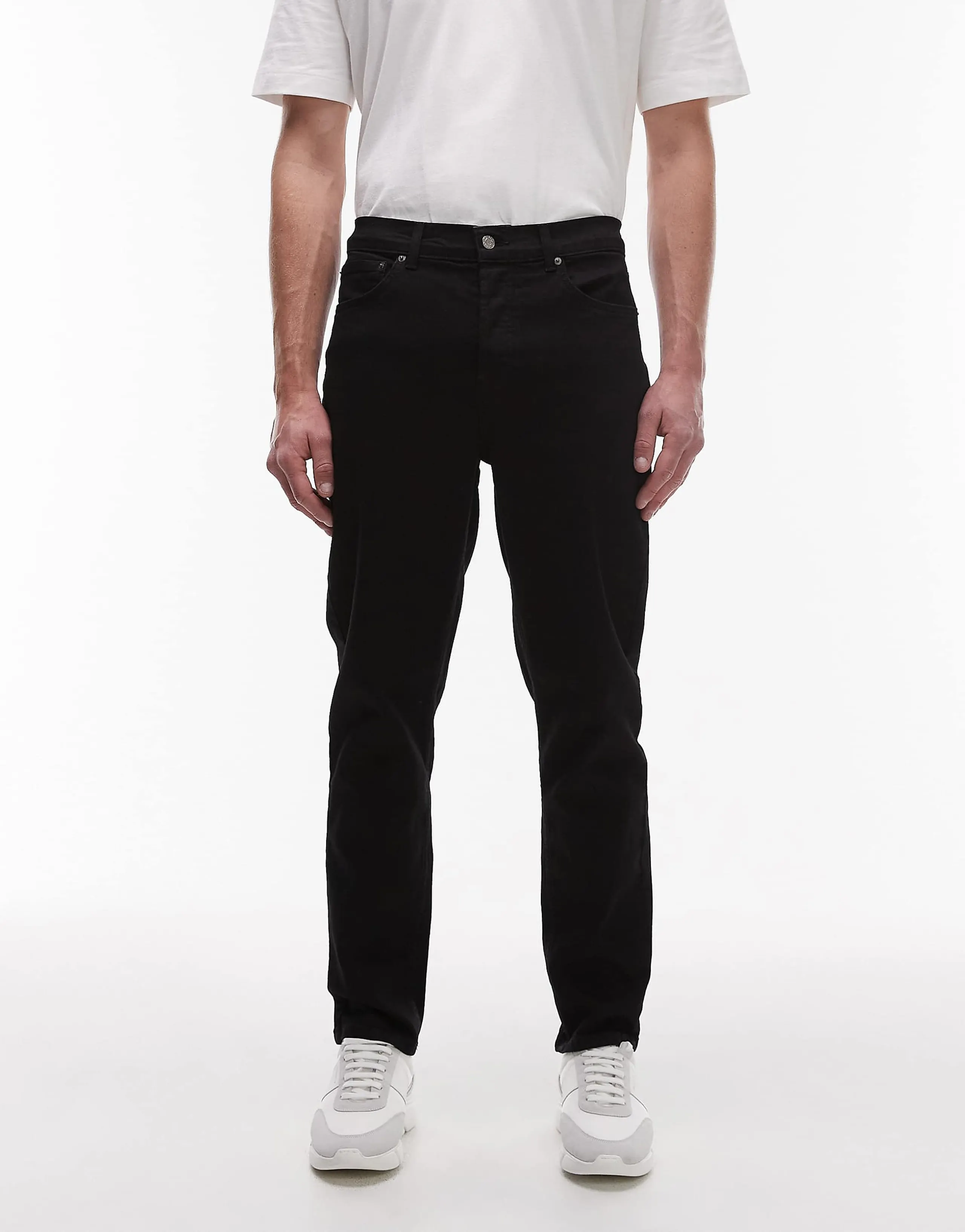 Topman stretch tapered jeans in black
