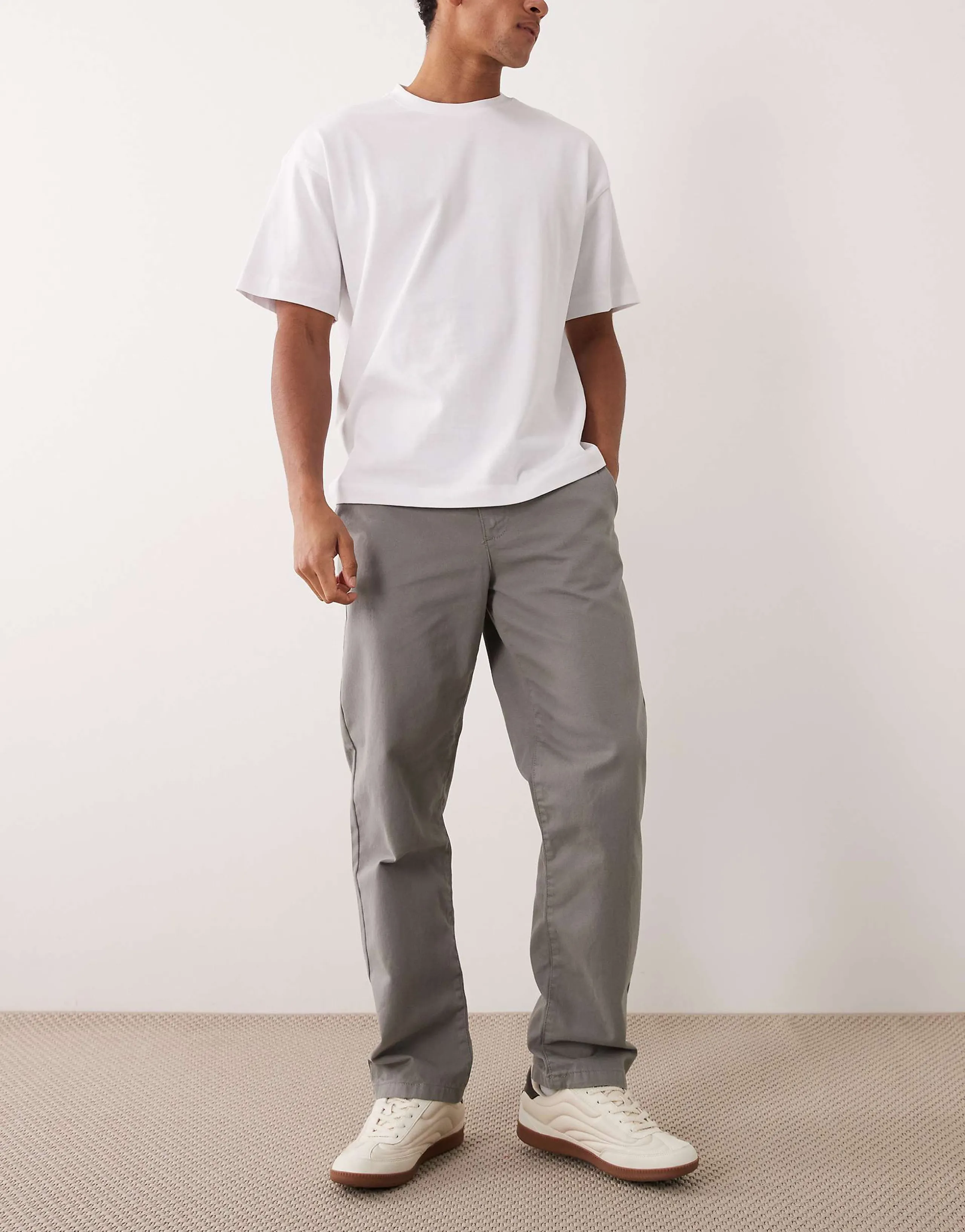 ASOS DESIGN straight leg chinos in gray