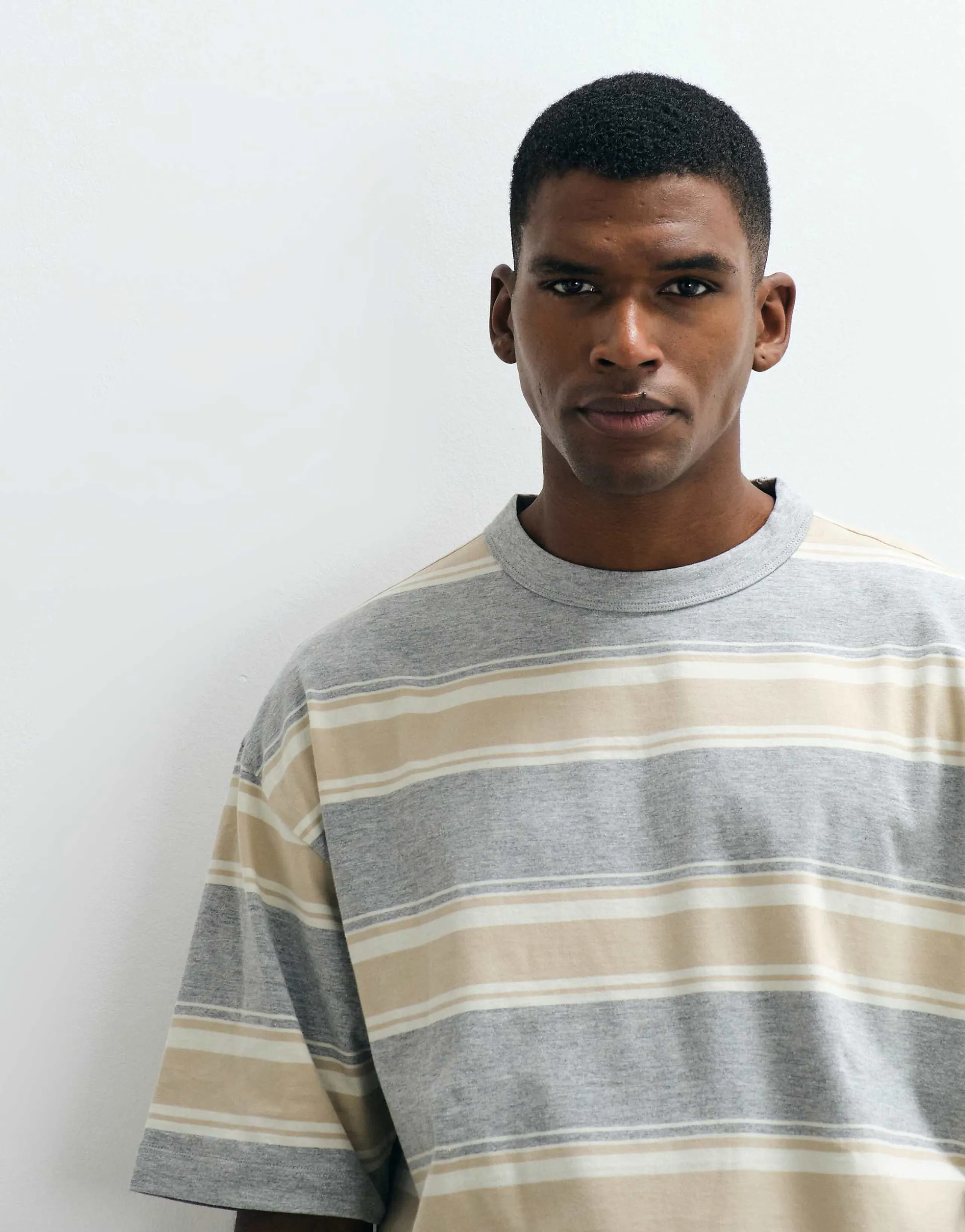 ASOS DESIGN oversized T-shirt in gray heather striped print