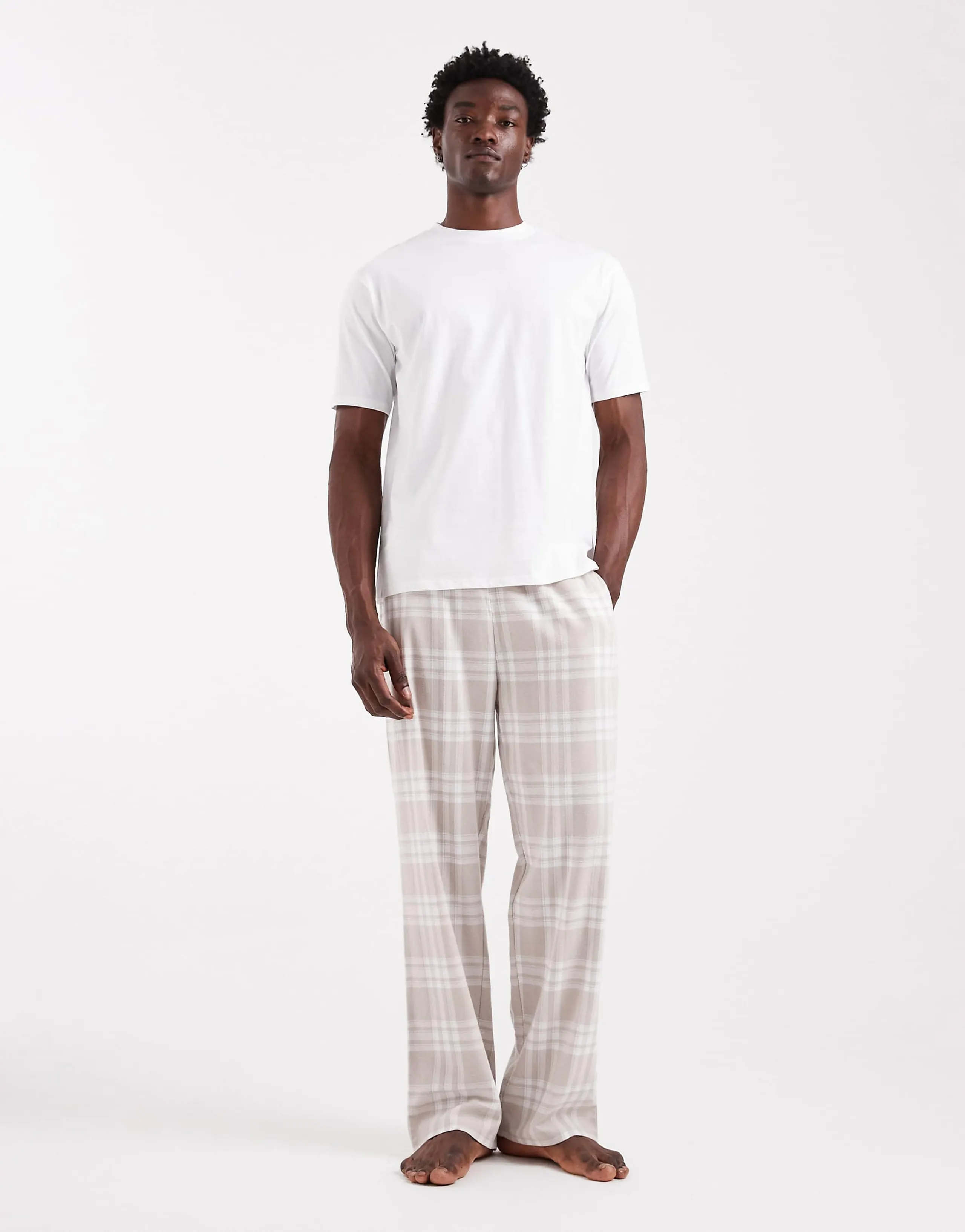 ASOS DESIGN pajama set in beige