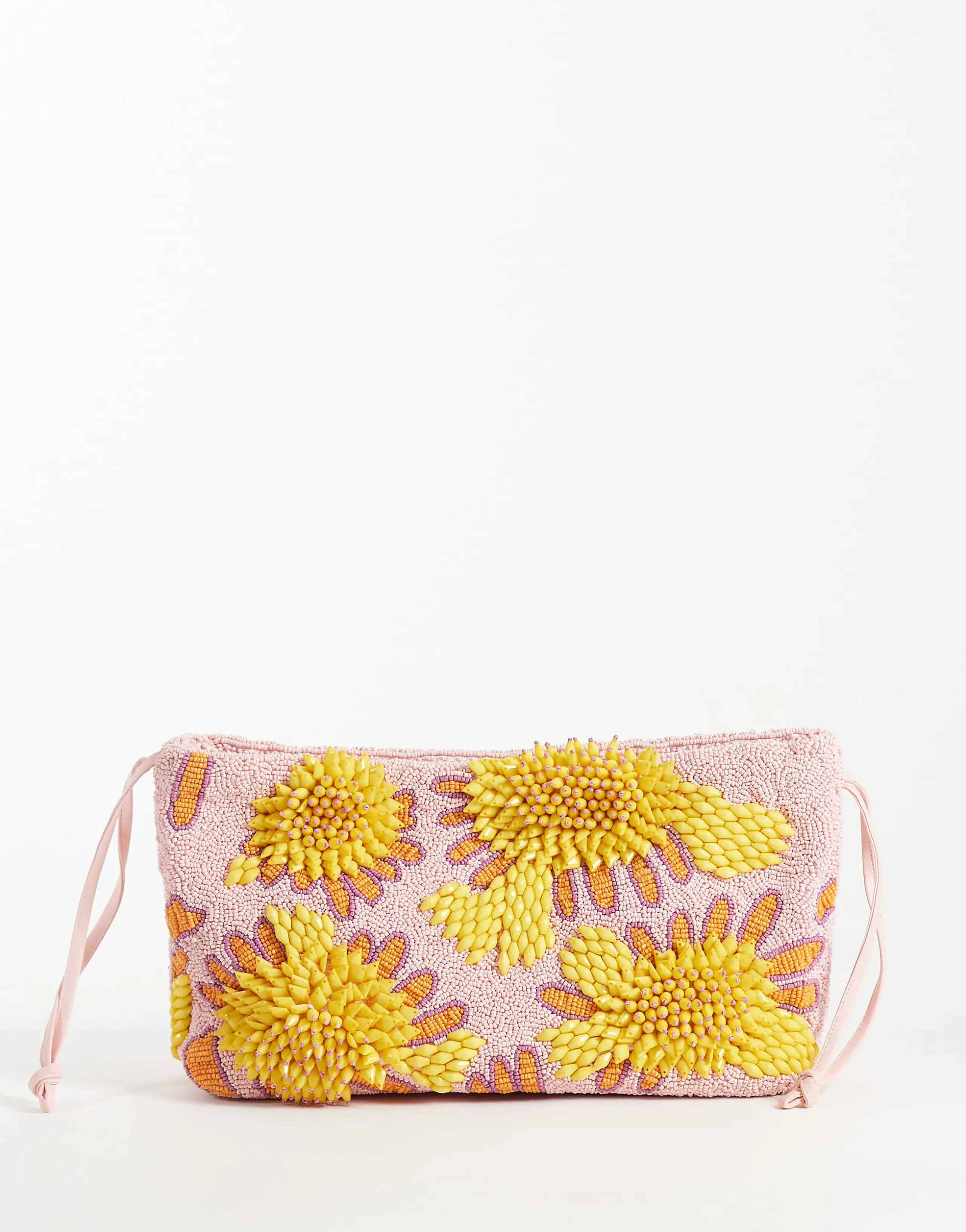 ASOS DESIGN floral embellished frame clutch in pink