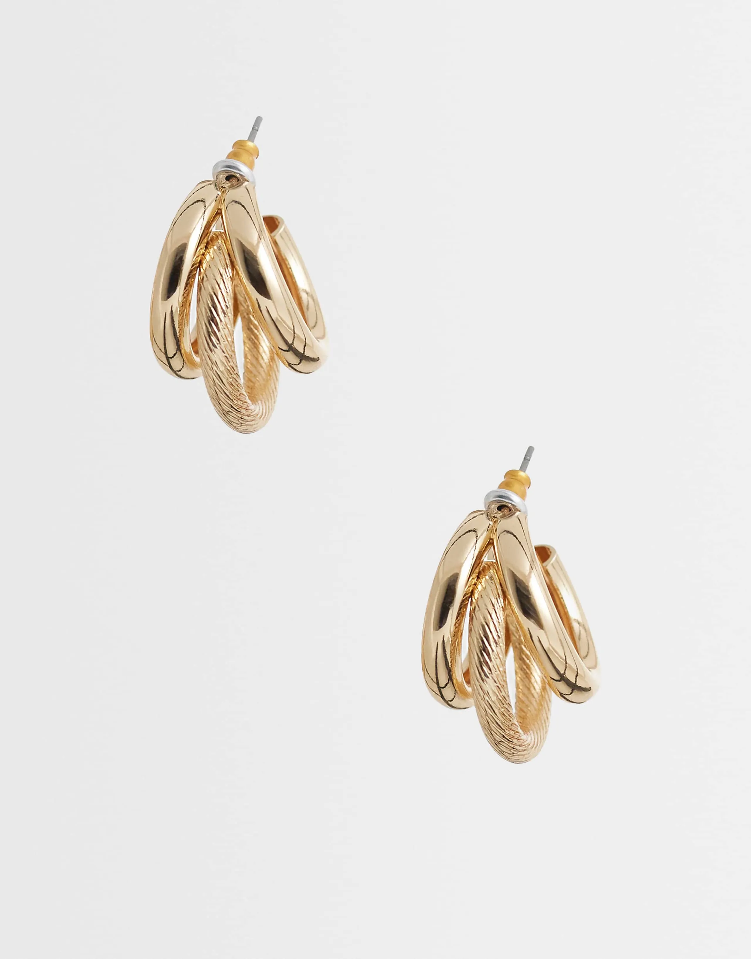 Accessorize textured triple hoop earrings in gold tone
