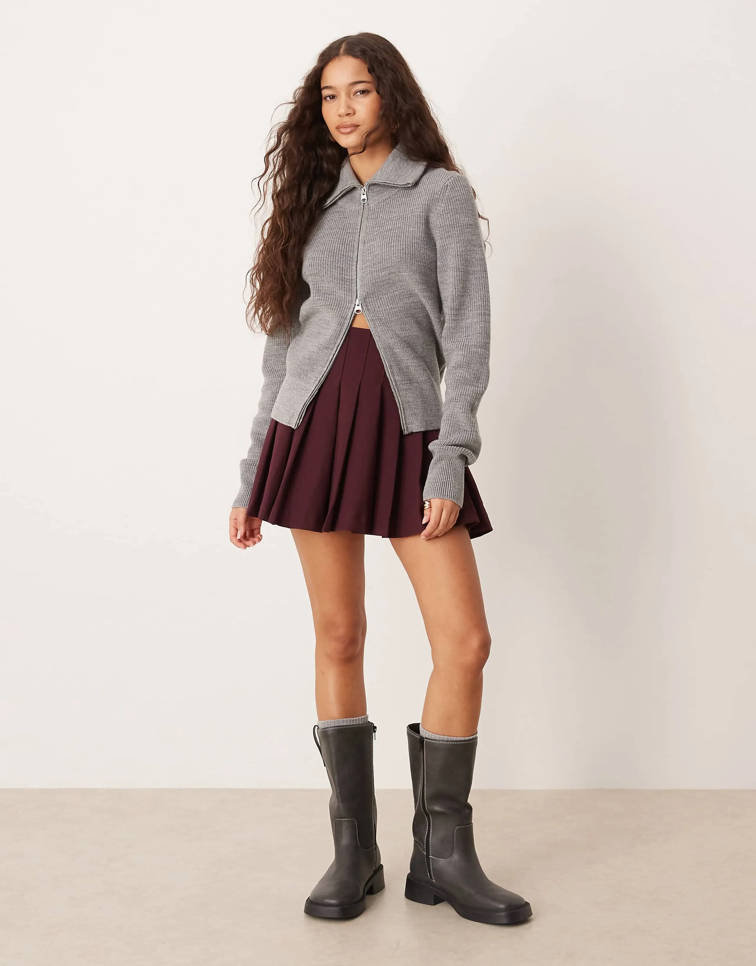 ASOS DESIGN pleated mini skirt in plum