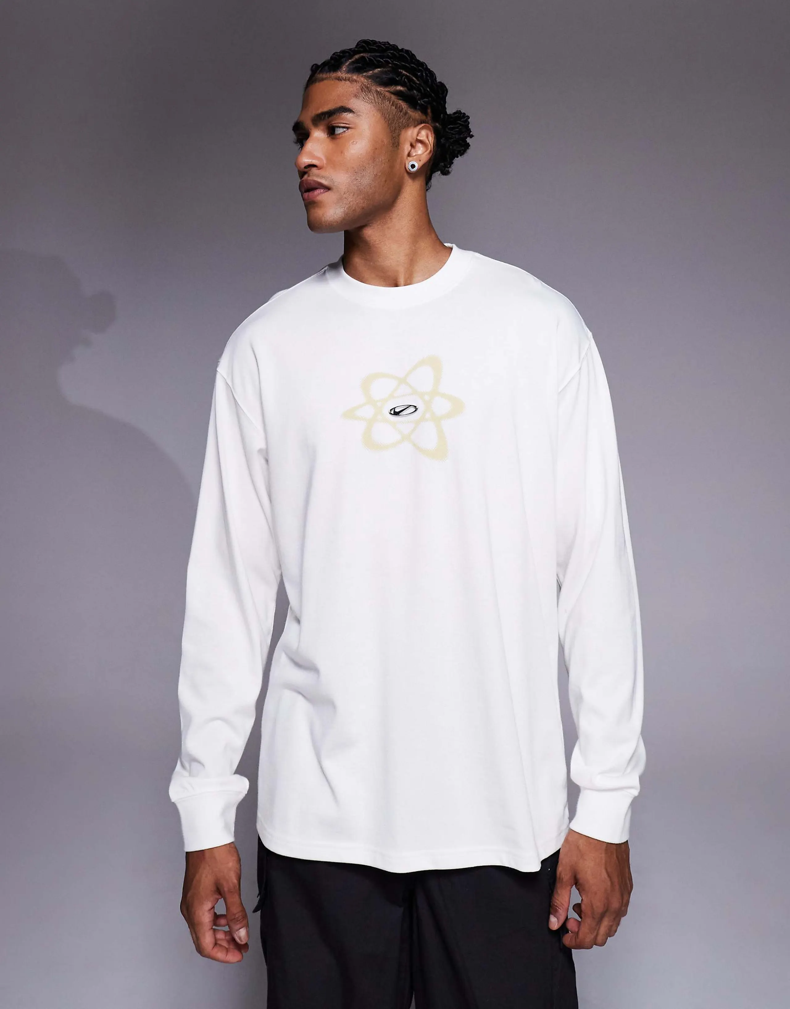 Nike graphic long sleeve T-shirt in off-white