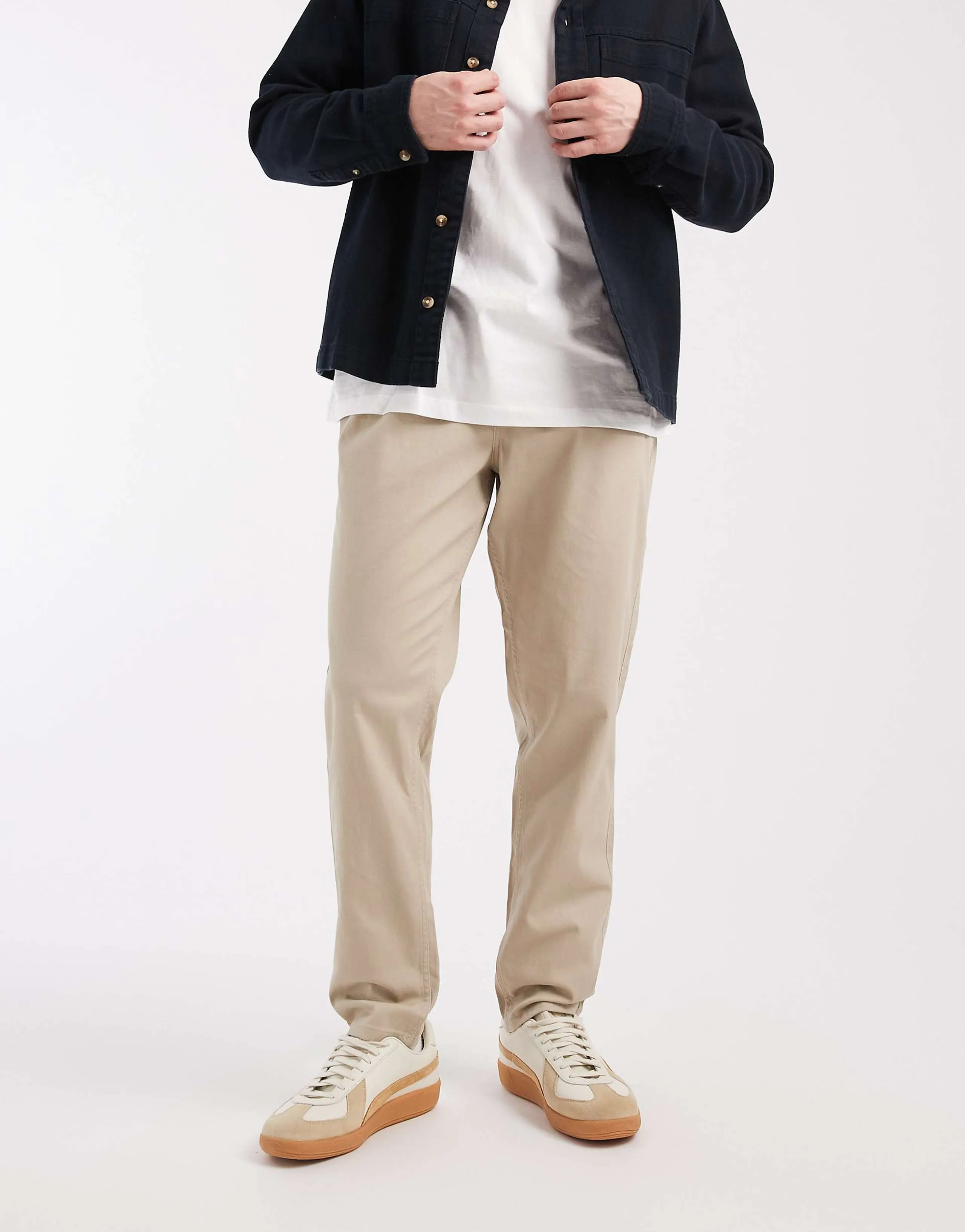 Jack & Jones drawstring waist chinos in beige