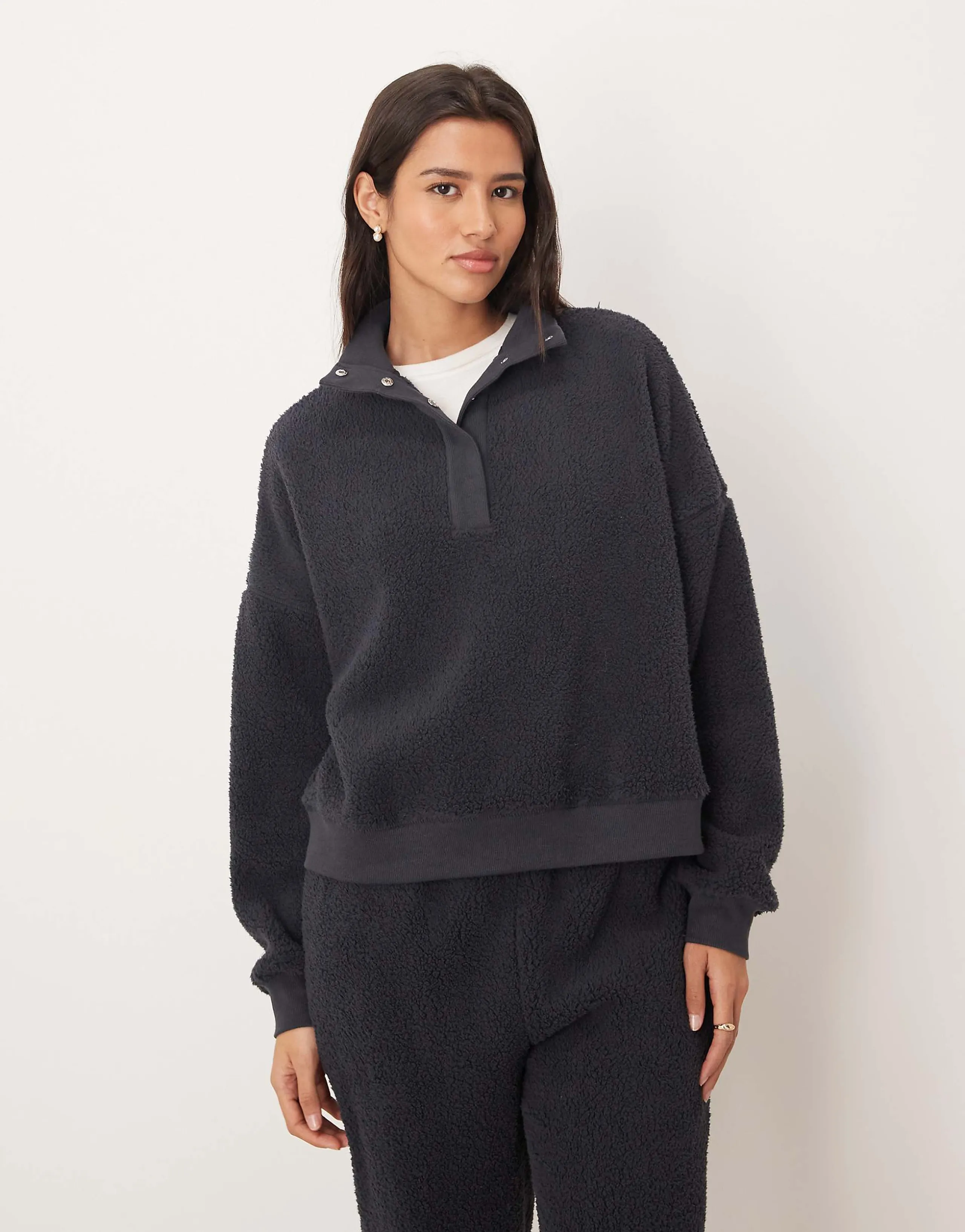 ASOS DESIGN lounge cuddle funnel neck sweater in inky blue