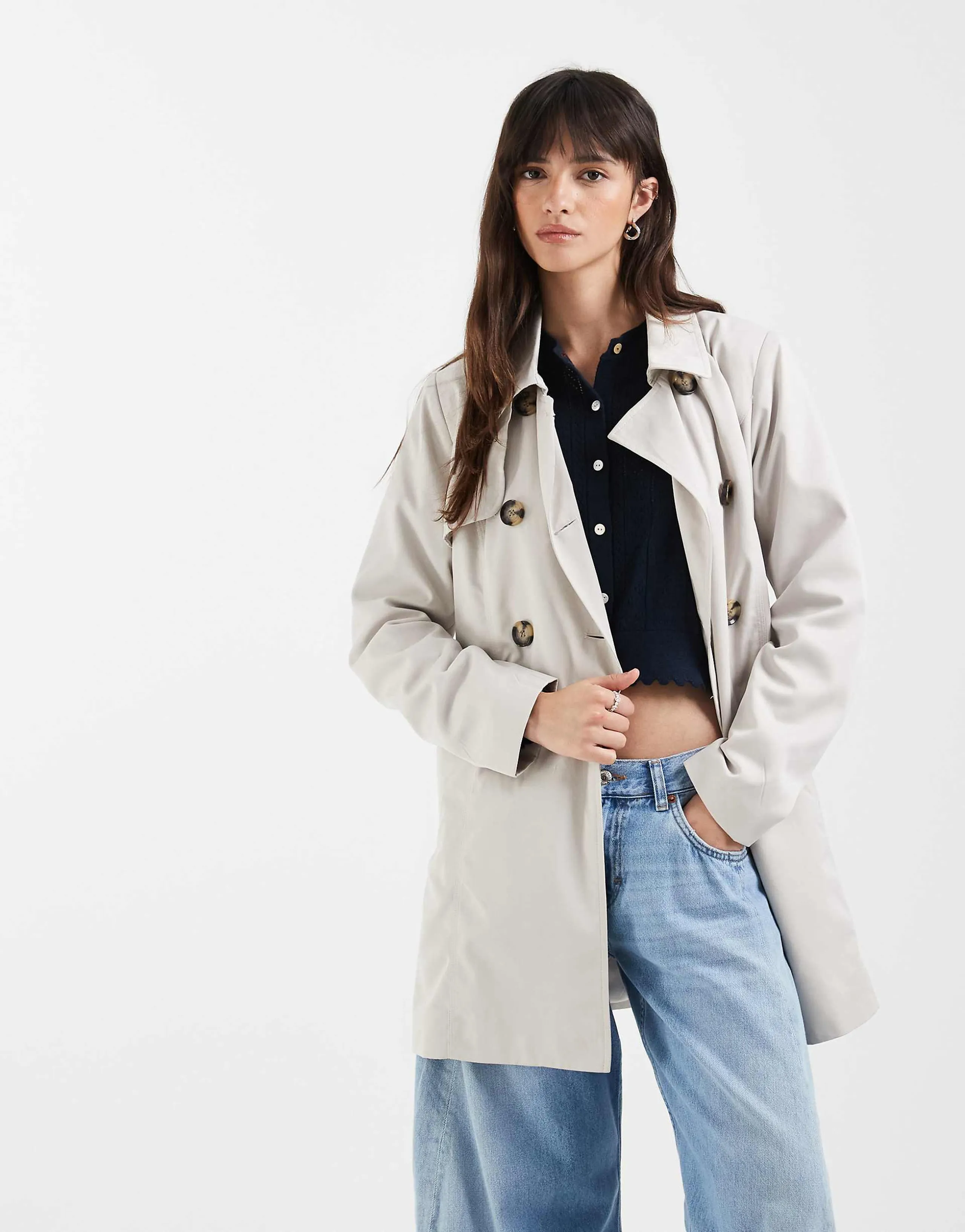 Only trench coat in stone