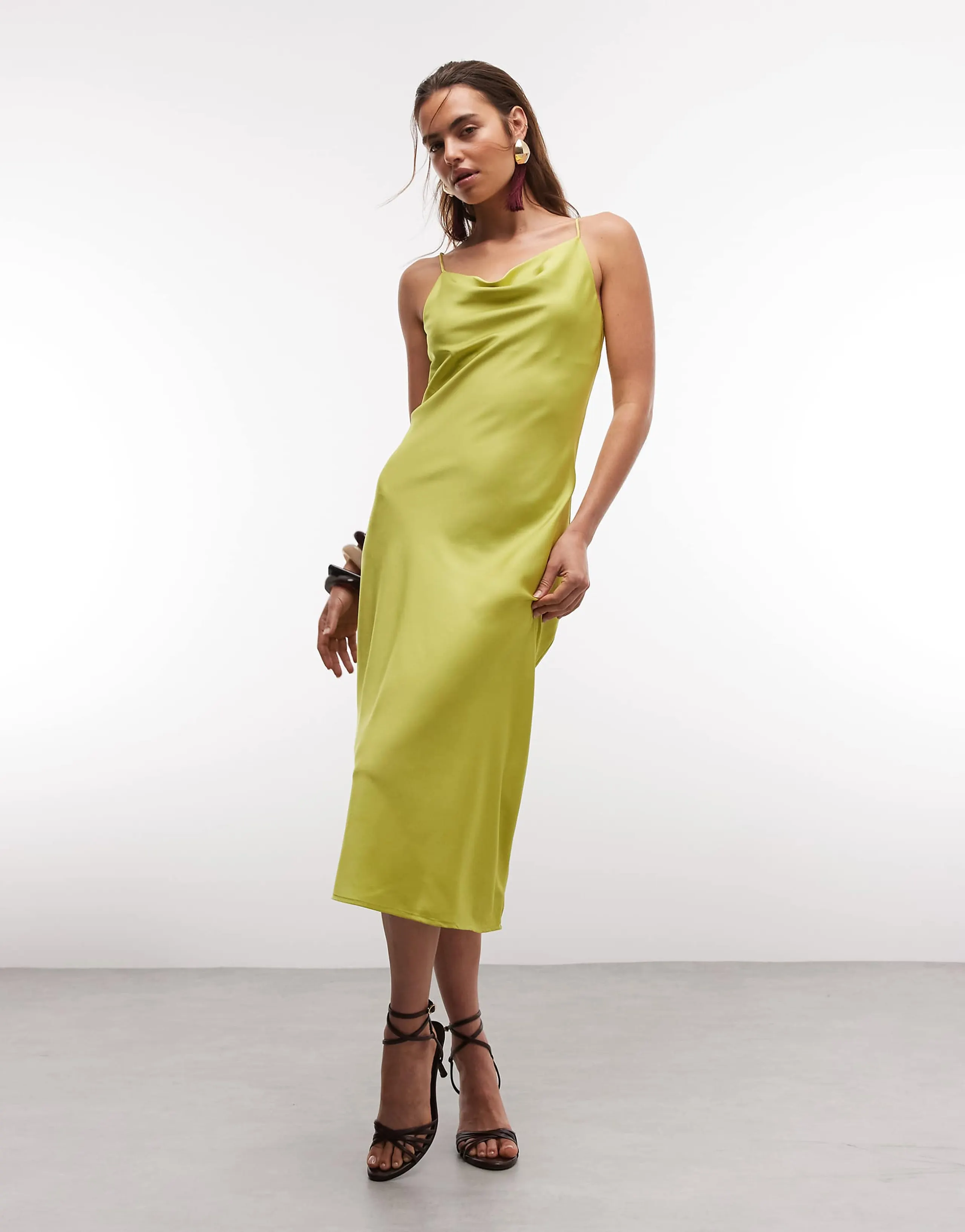 ONLY cowl neck midi dress in light green