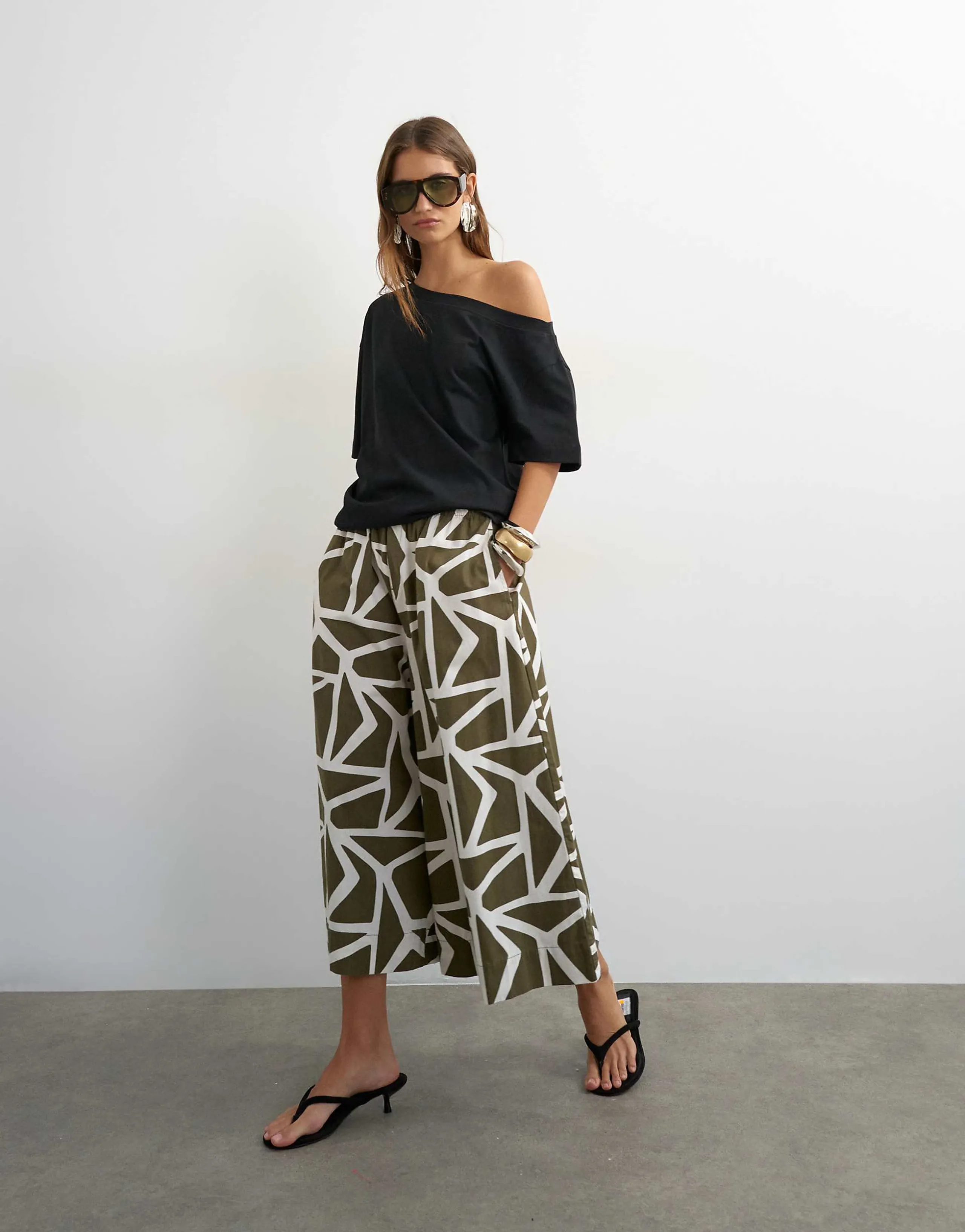 Topshop culottes in green abstract