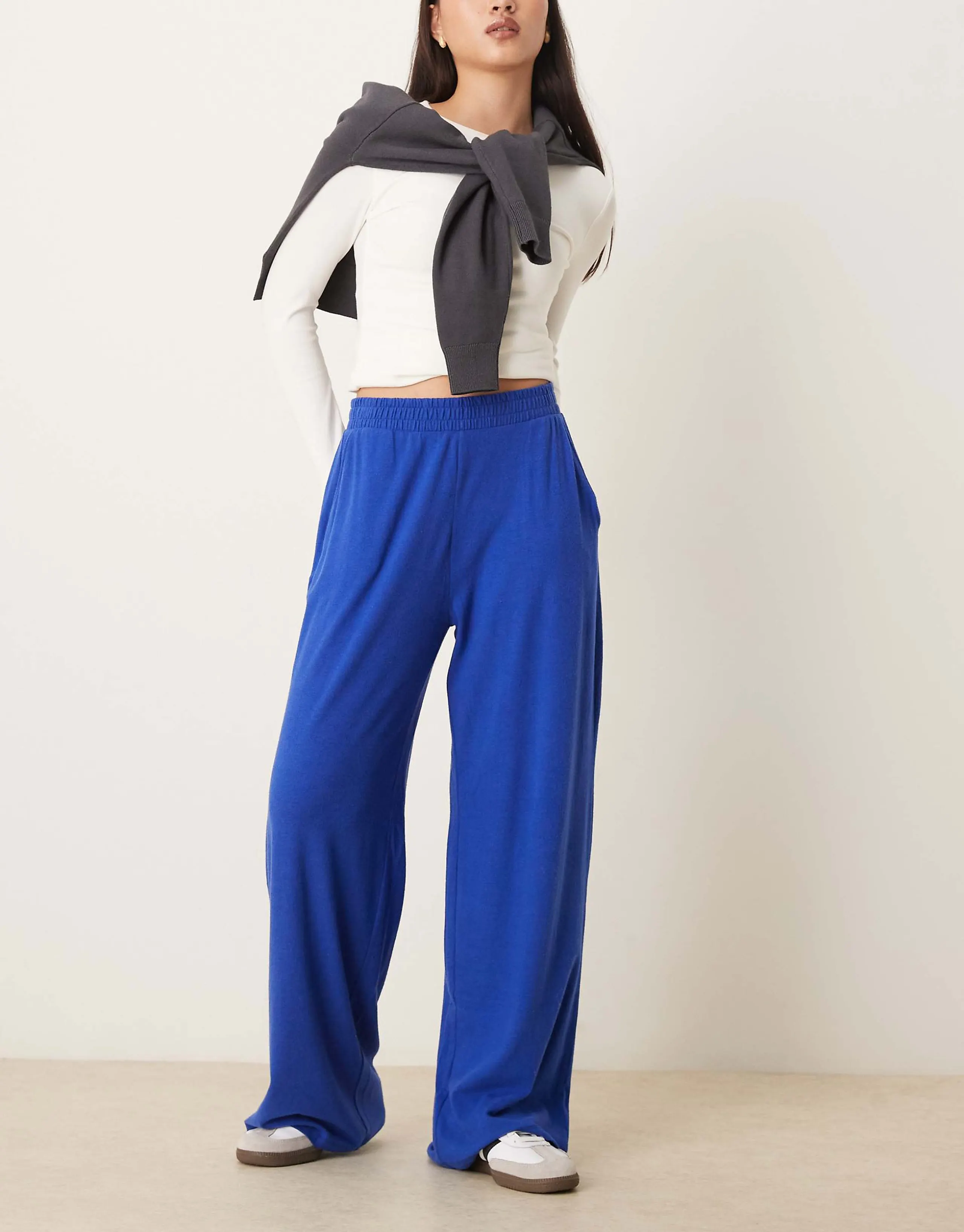 Abercrombie & Fitch wide leg lounge pants in cobalt blue
