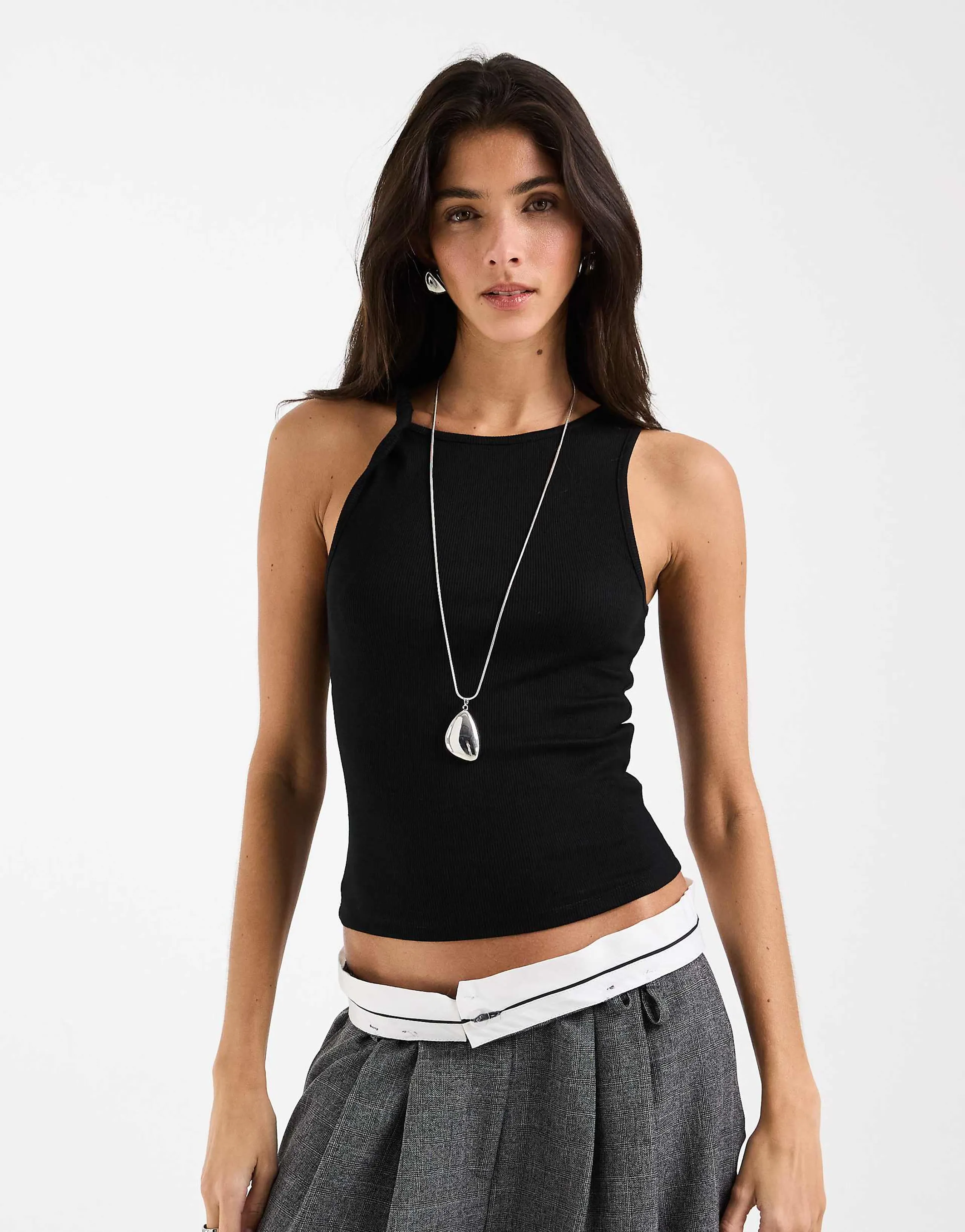 ASOS DESIGN twist detail scoop neck cami in black