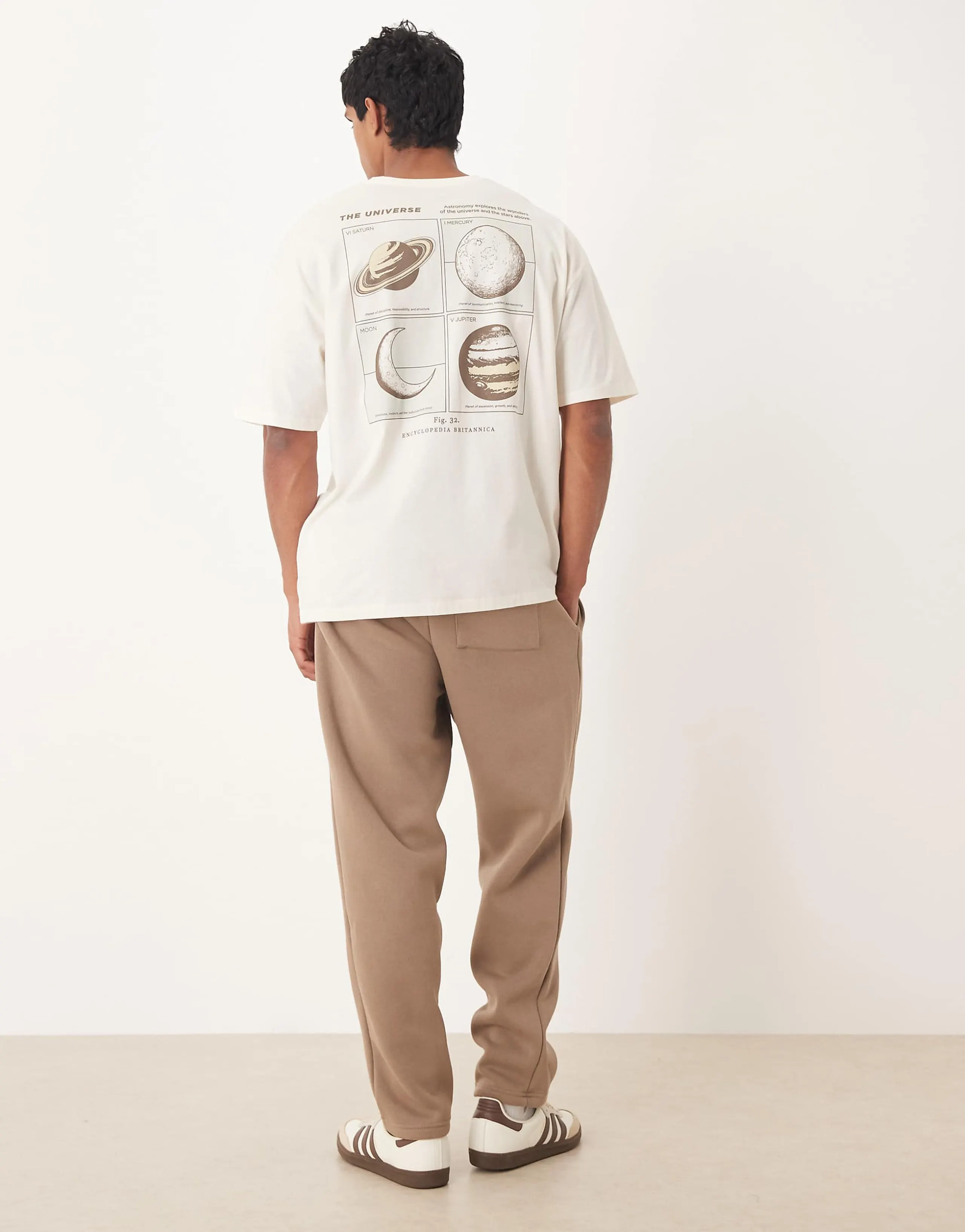 ASOS DESIGN oversized t-shirt with celestial graphic in cream