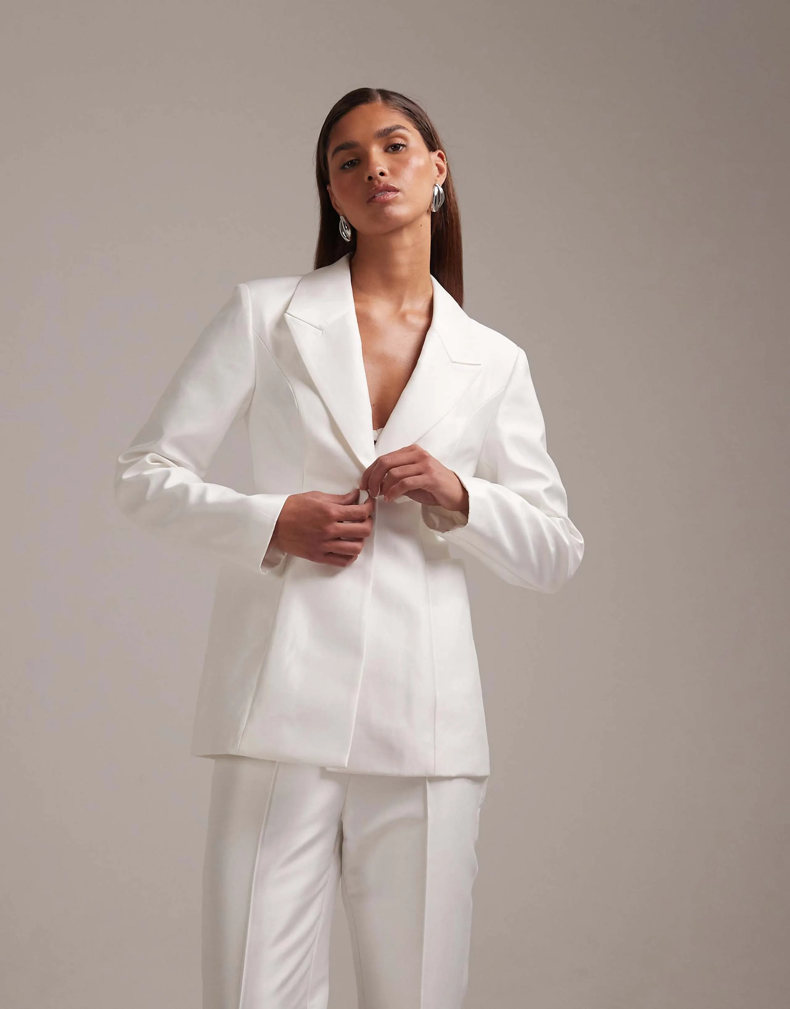 ASOS DESIGN structured blazer with deep pockets in white