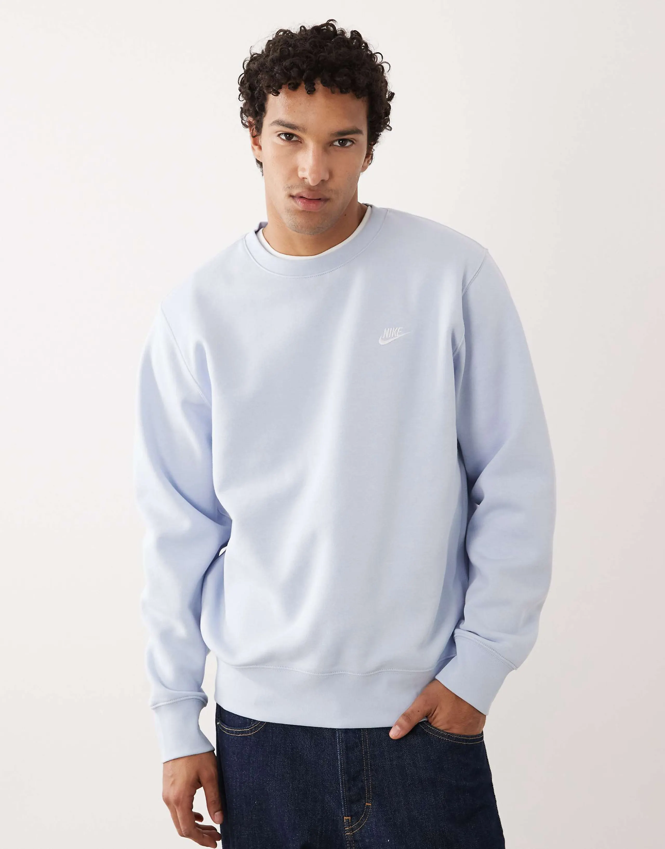 Nike Club crew neck sweatshirt in light blue 