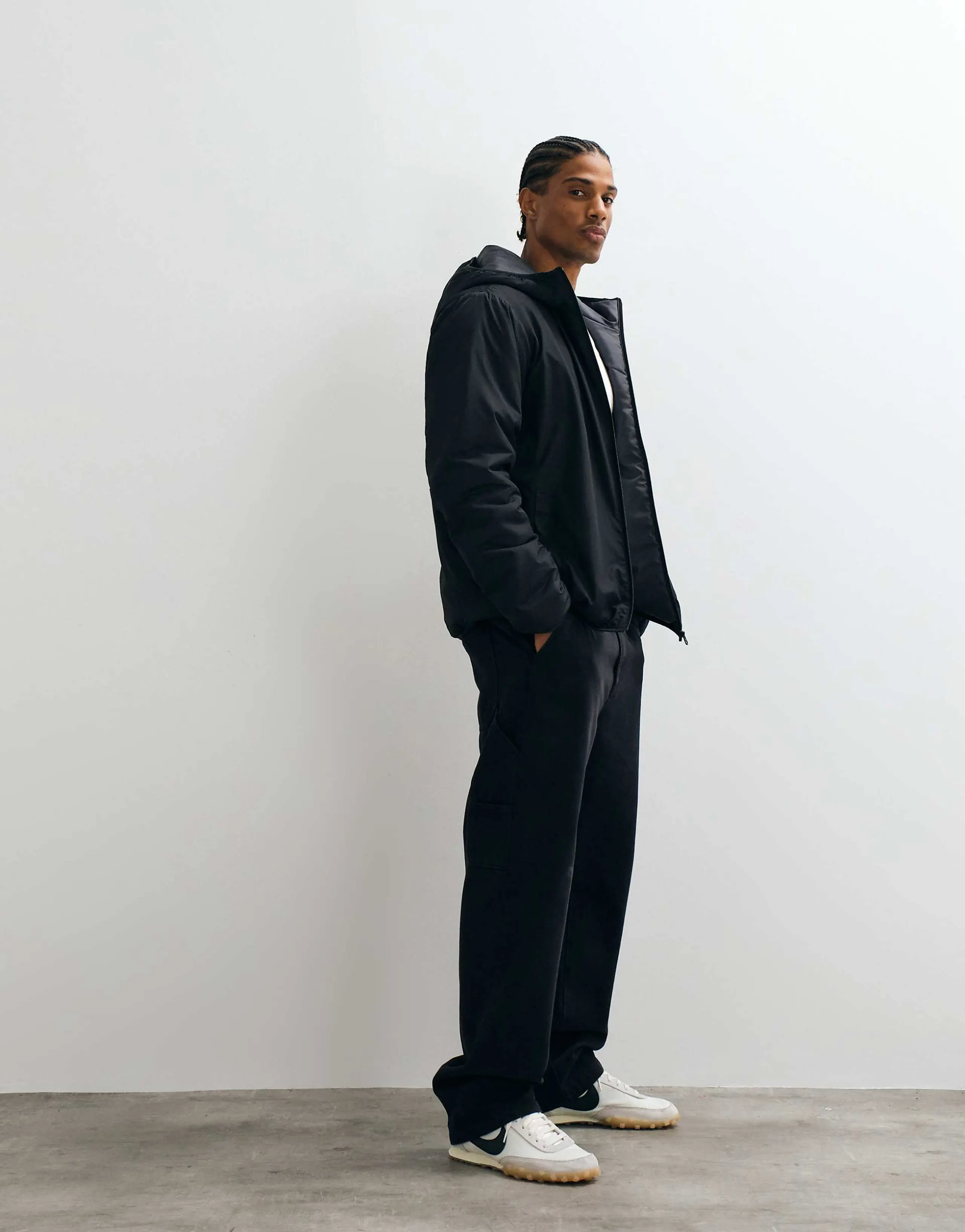 JJ Rebel hooded puffer jacket with small logo detail in black