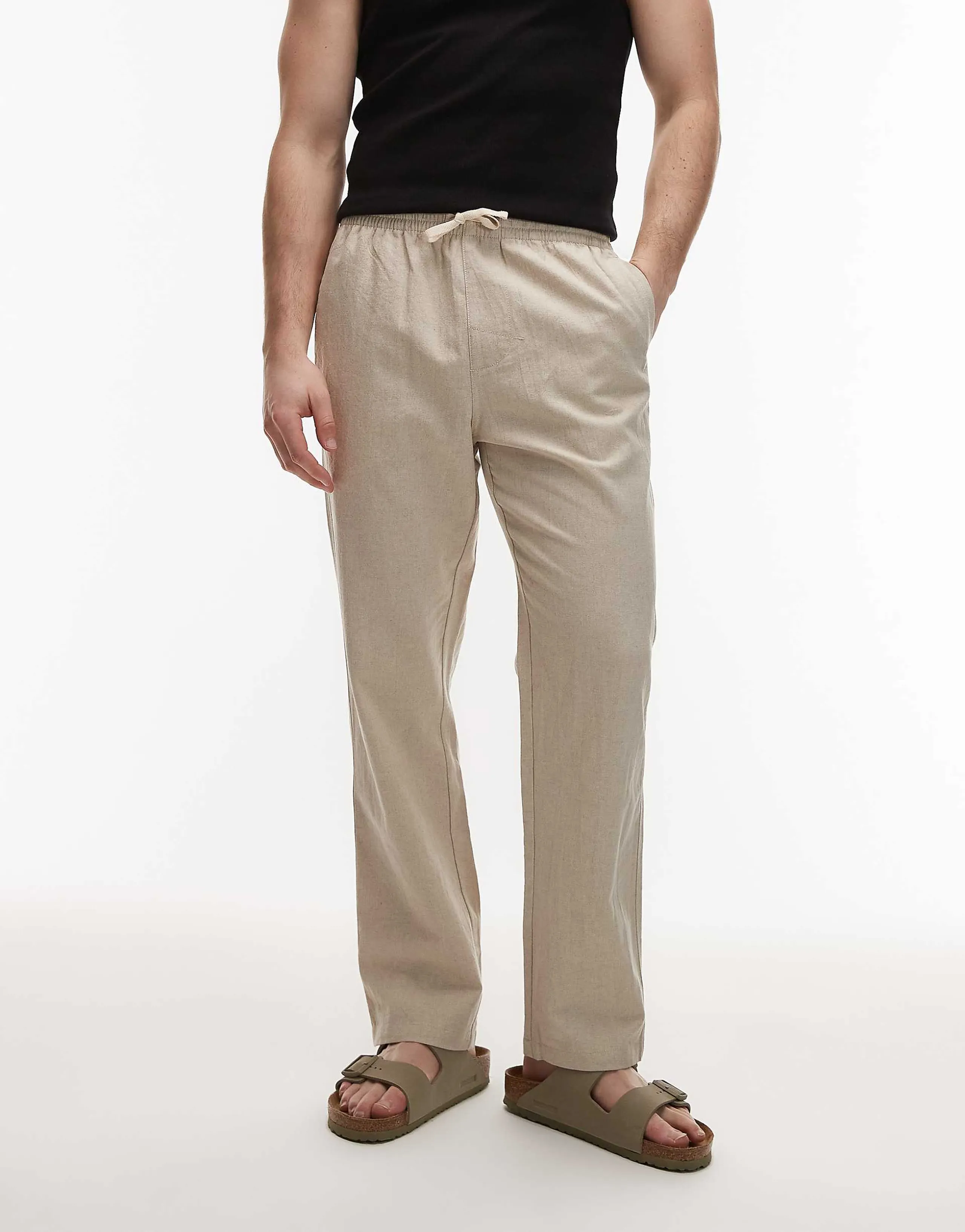 Rhythm linen blend pants in bone