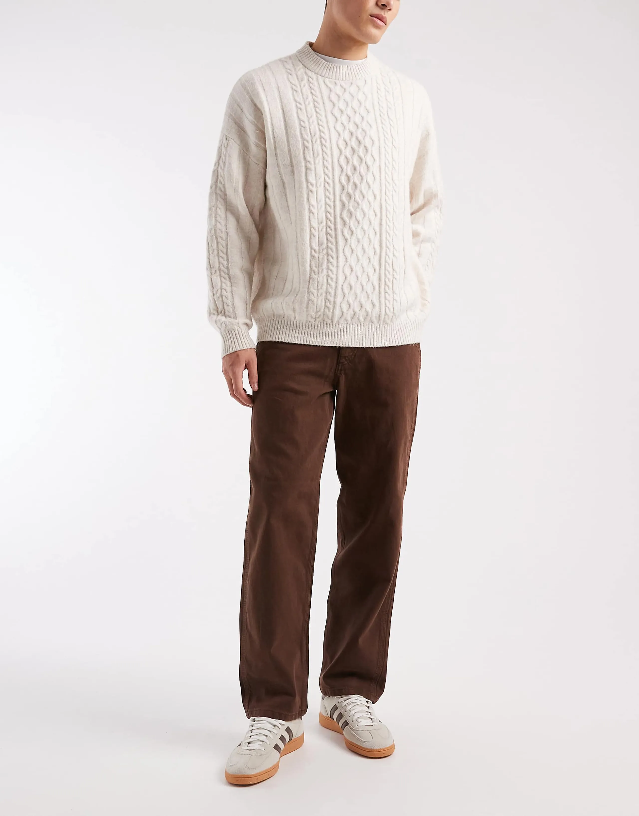 Jack & Jones Eddie loose workwear jeans in brown