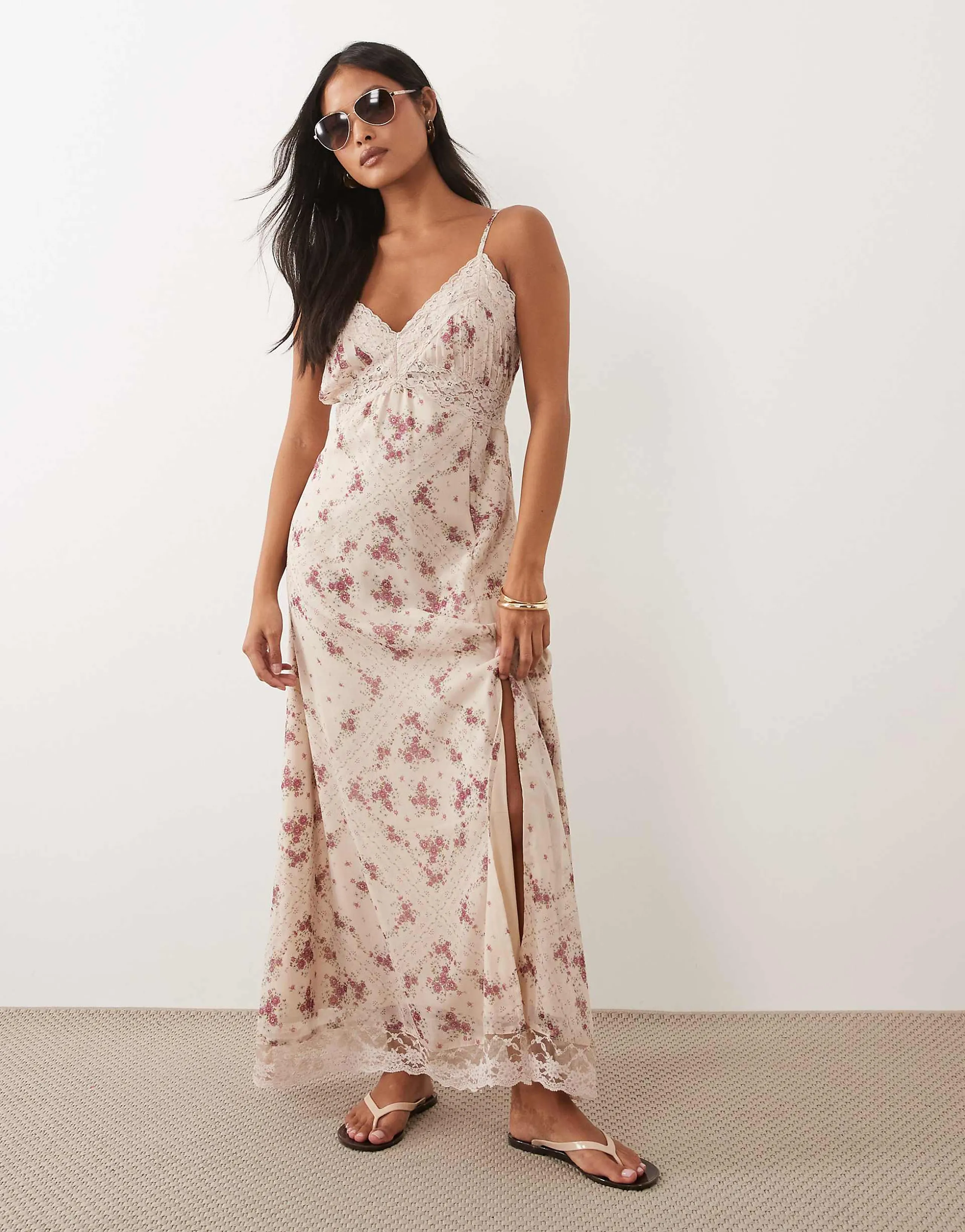 Miss Selfridge Petite chiffon maxi dress in floral print