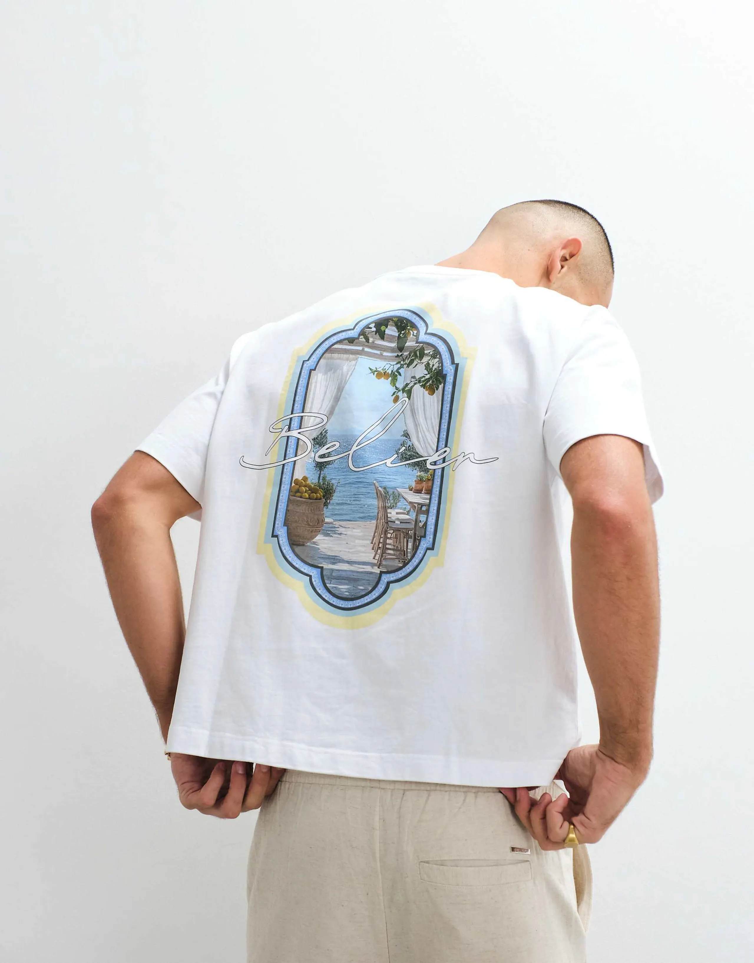 Belier Sicilian view back print graphic t-shirt in white