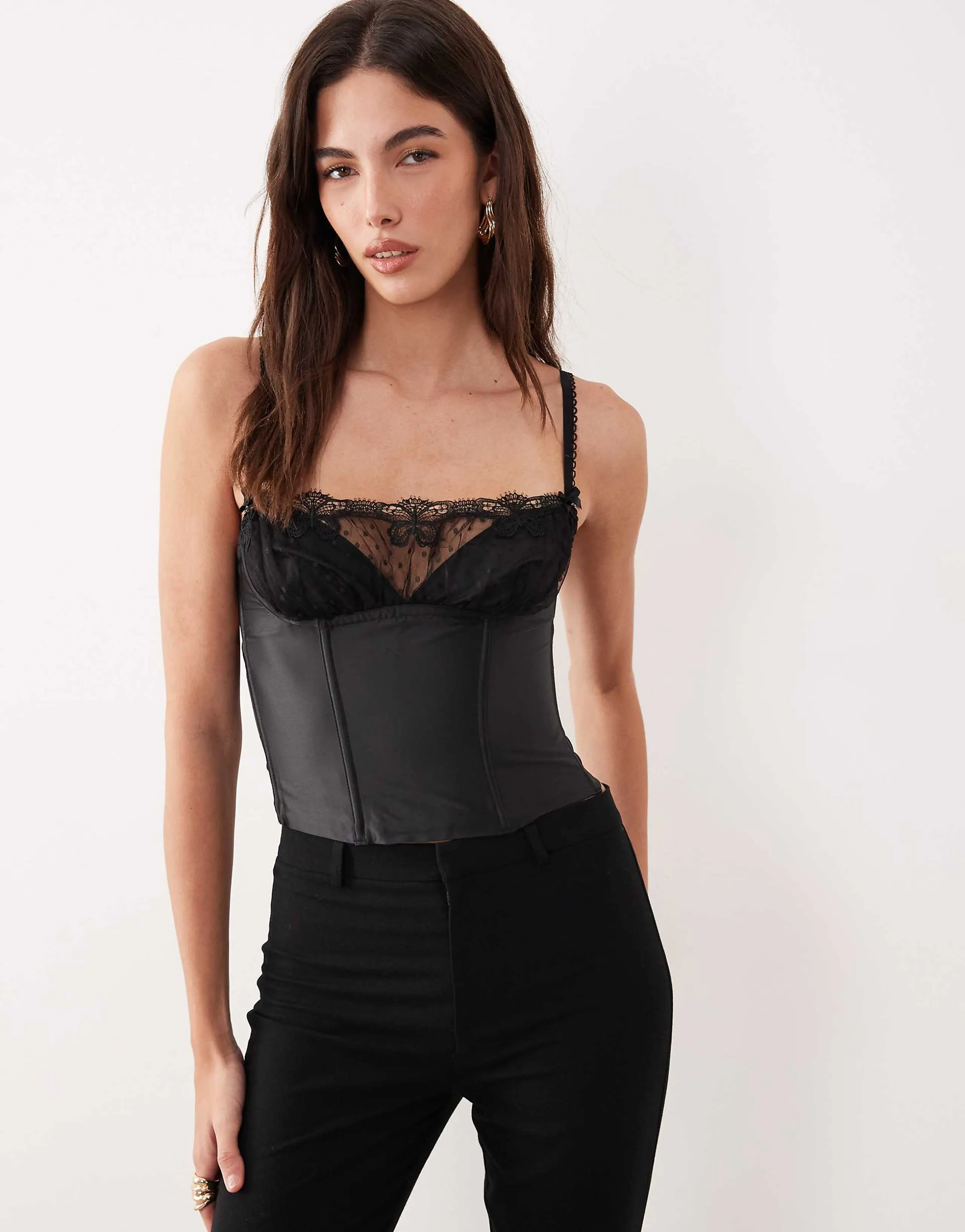 For Love & Lemons Papillion bustier corset top in black