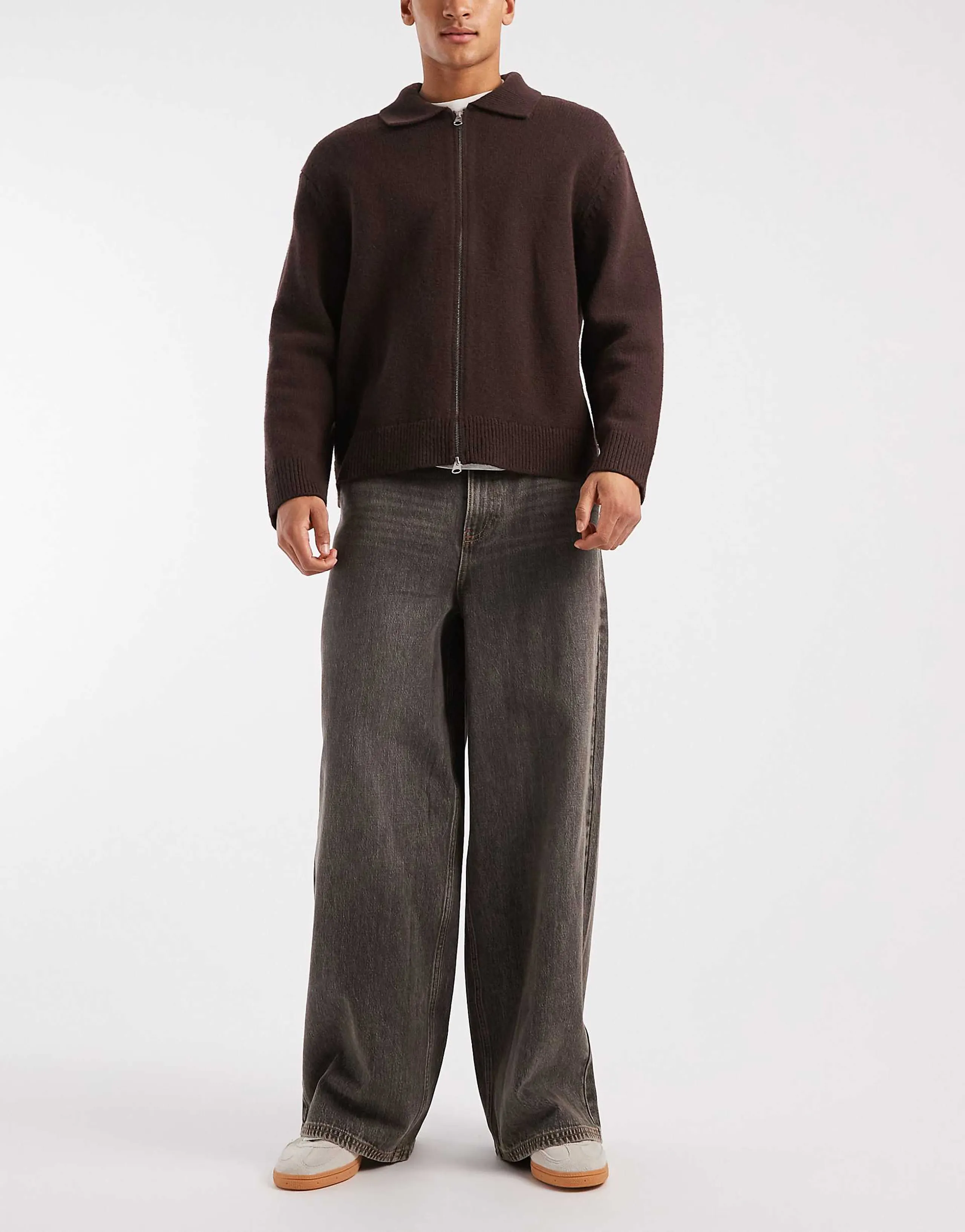 COLLUSION X003 wide leg jeans in charcoal dirty wash