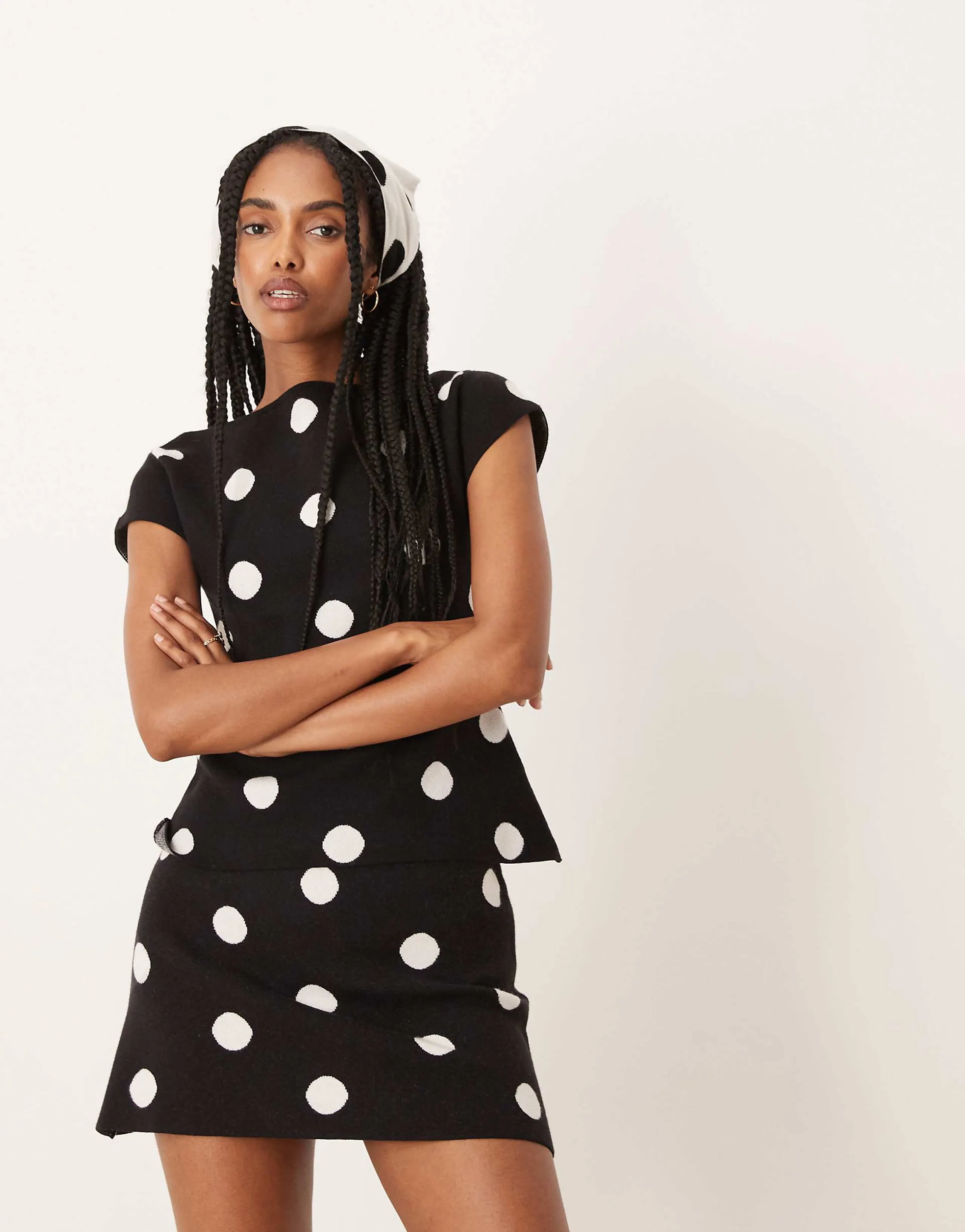 ASOS DESIGN soft knit mini skirt in polka dots - part of a set