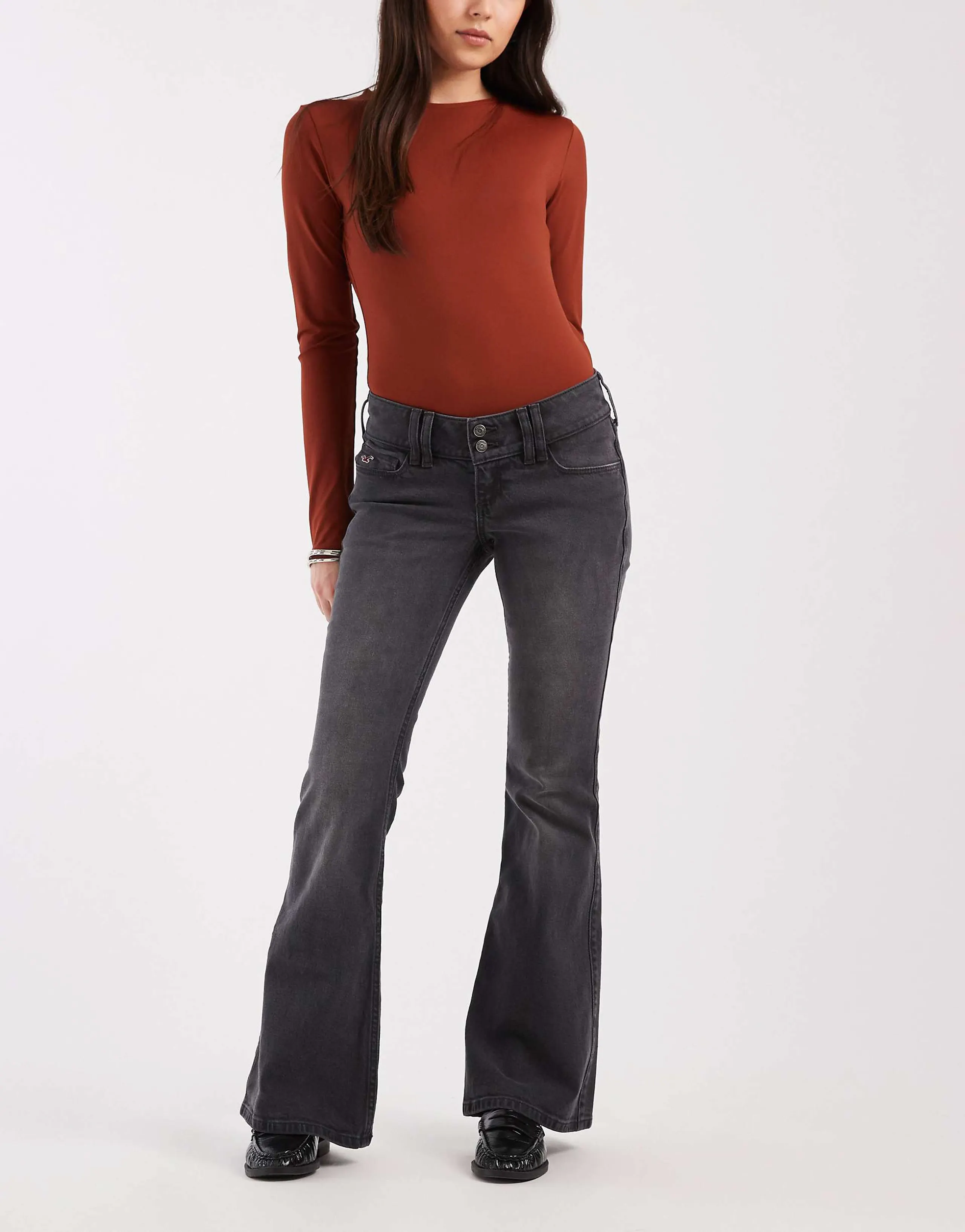 Hollister low rise bootcut jeans in washed black