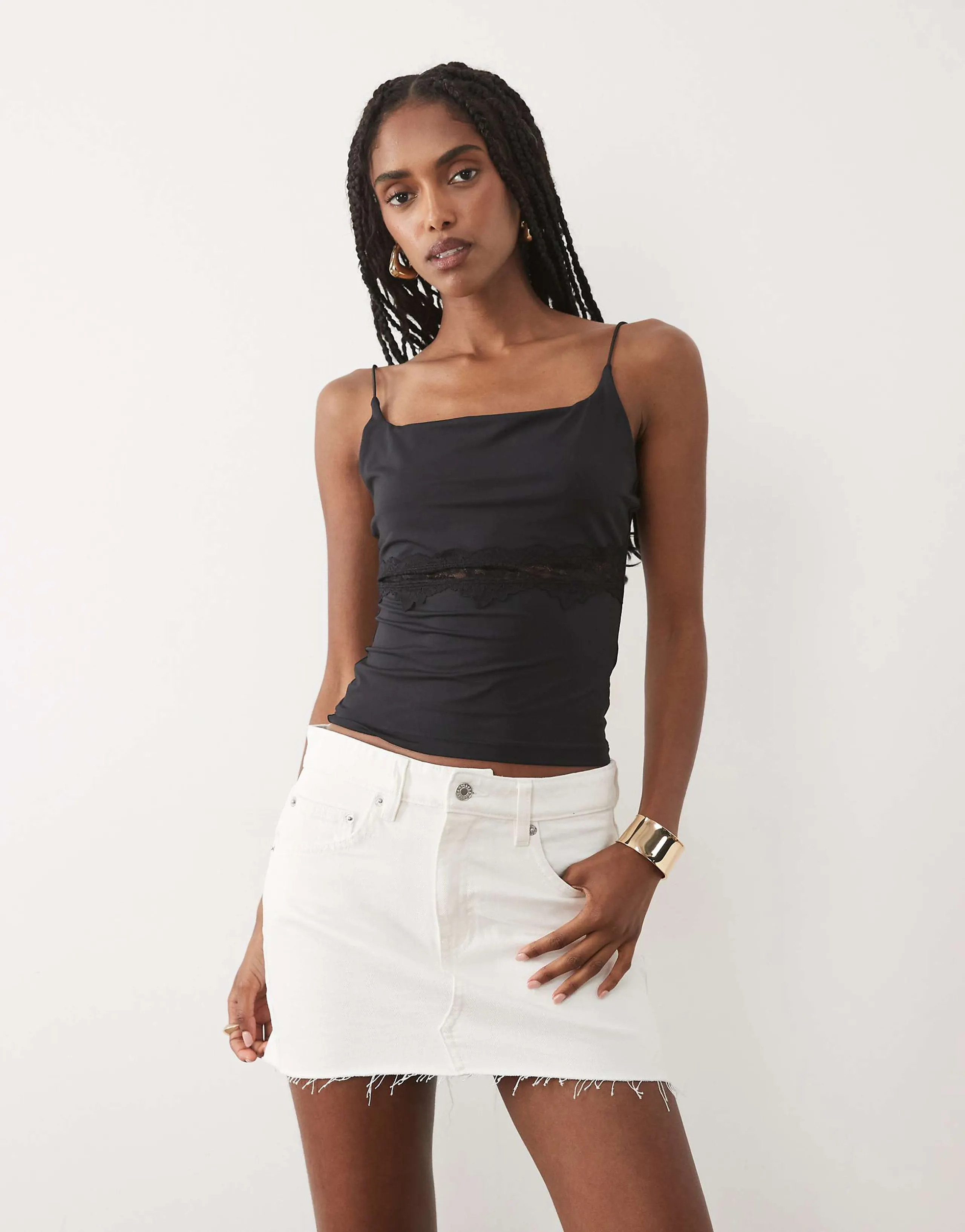 Mango 100% cotton mini skirt in white