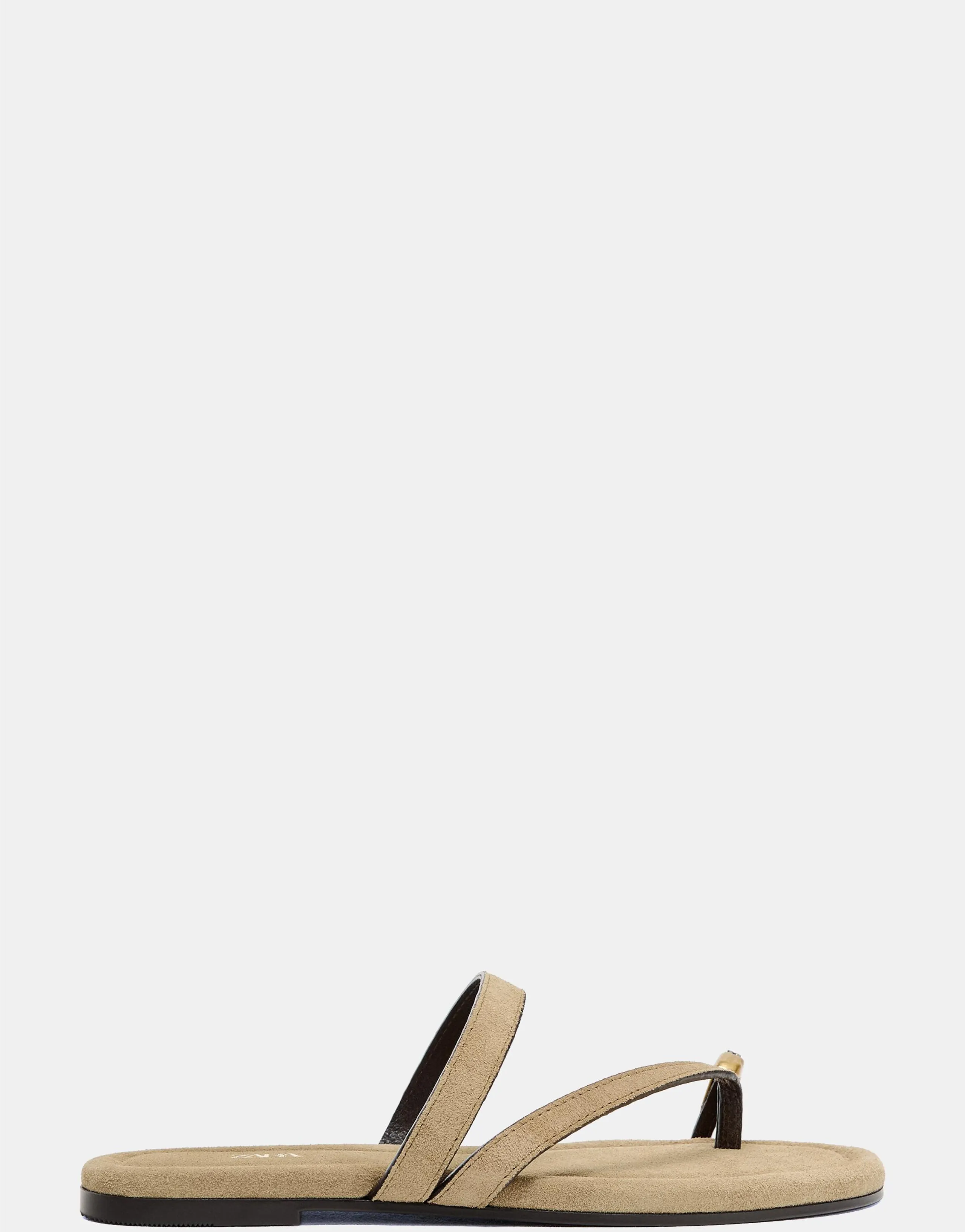 APPLIQUÉ SPLIT SUEDE FLAT SANDALS