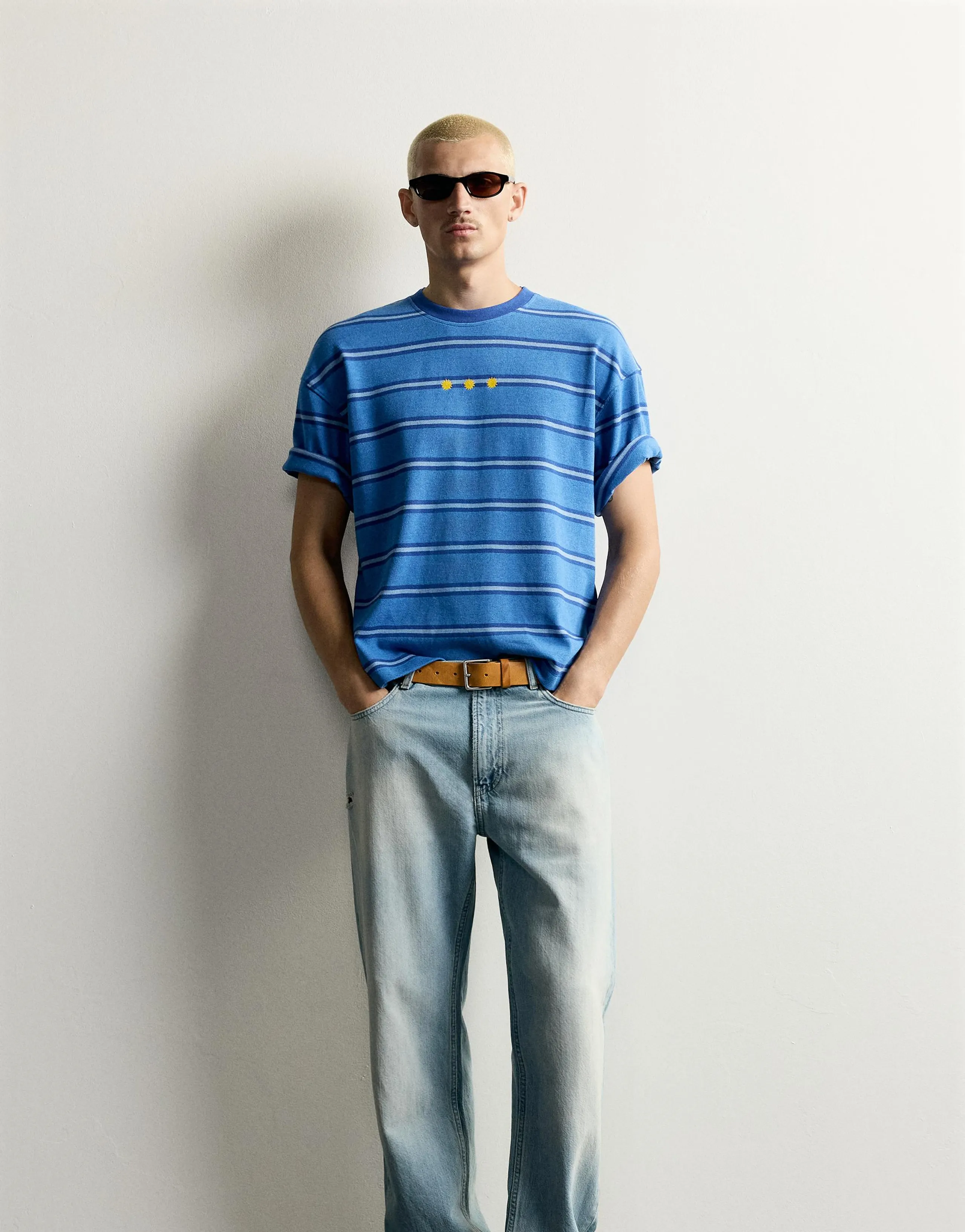 STRIPED JACQUARD EMBROIDERED T-SHIRT