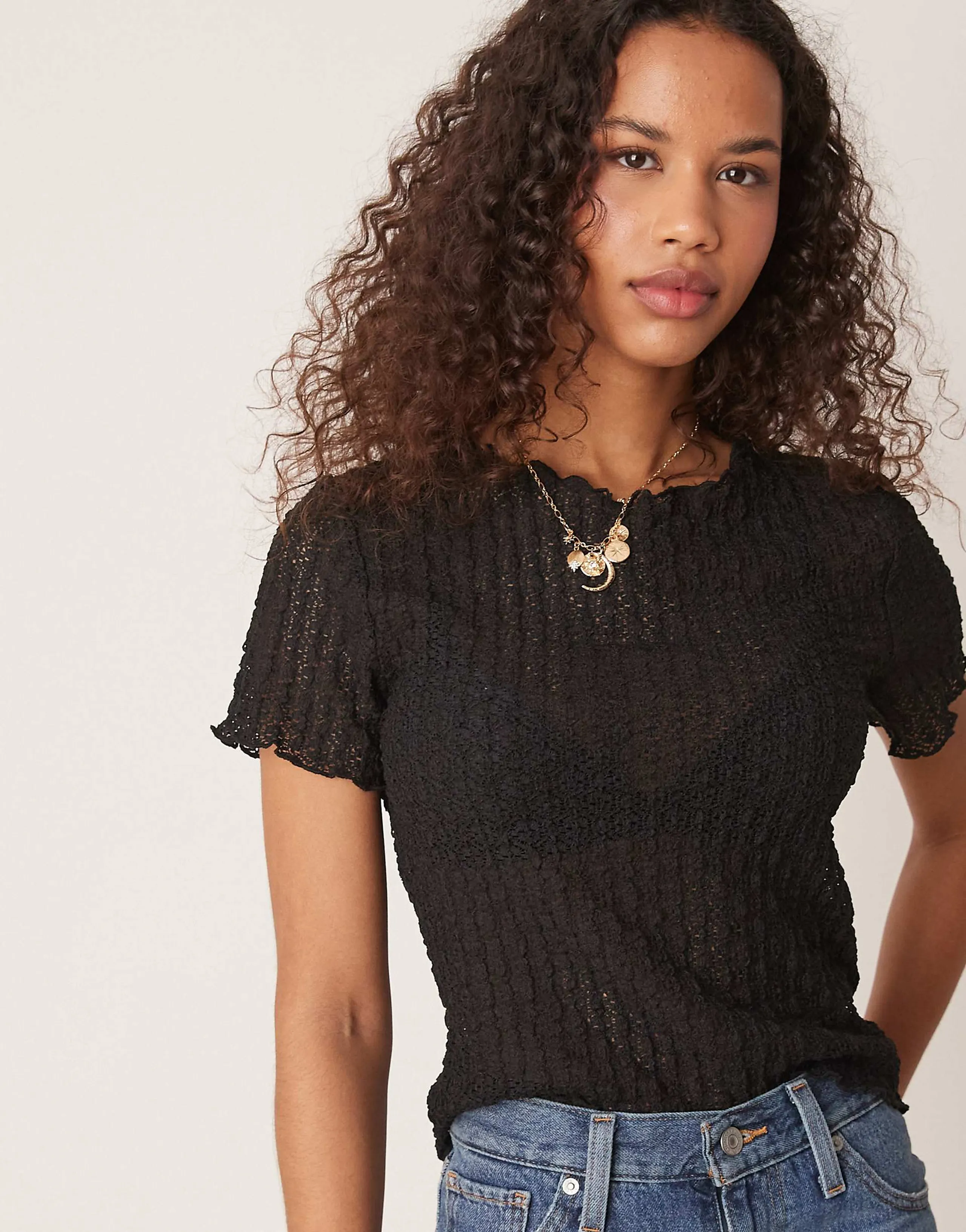AWARE textured baby T-shirt in black 