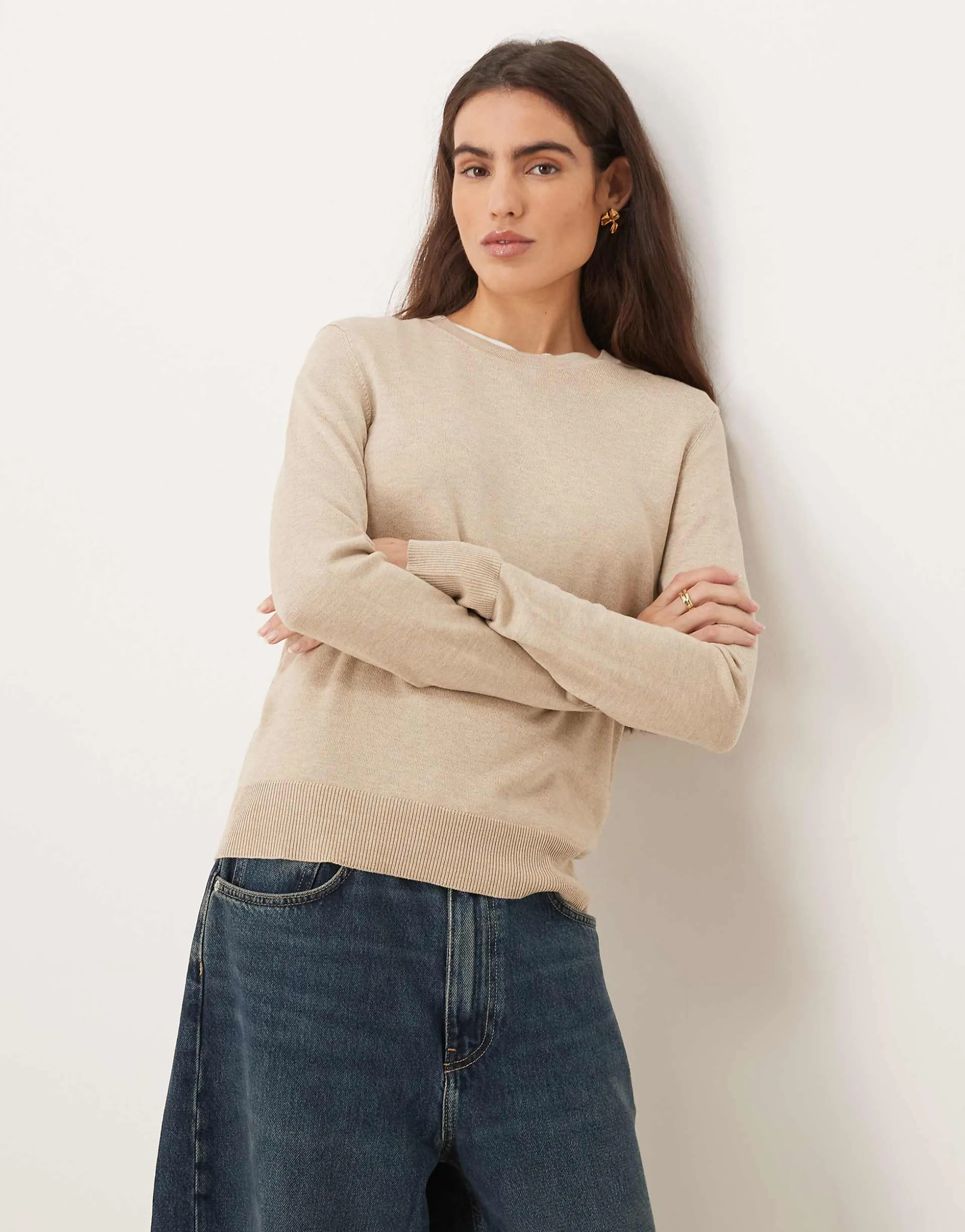 JJXX crew neck knit sweater in beige