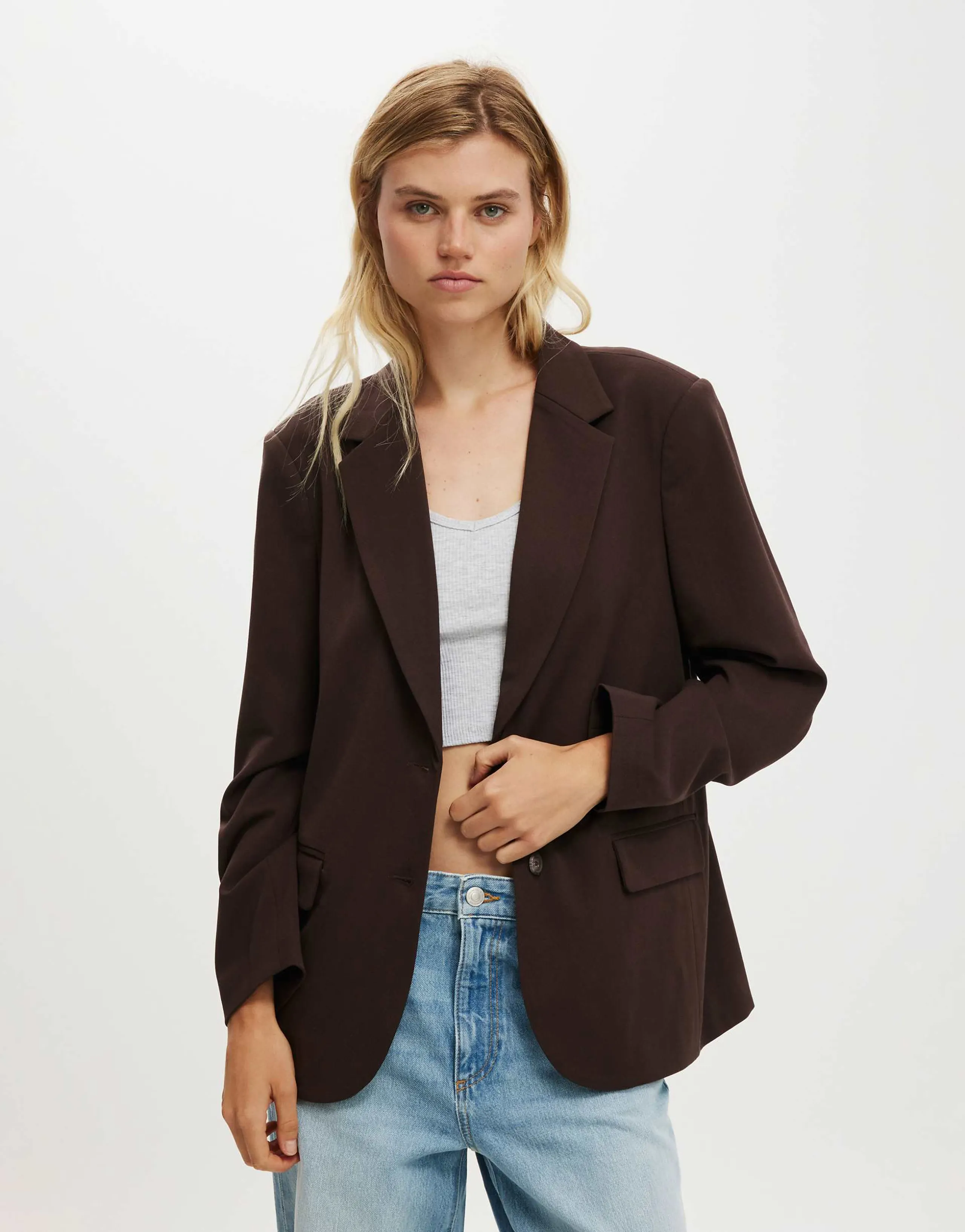Cotton On blazer in dark oak - part of a set