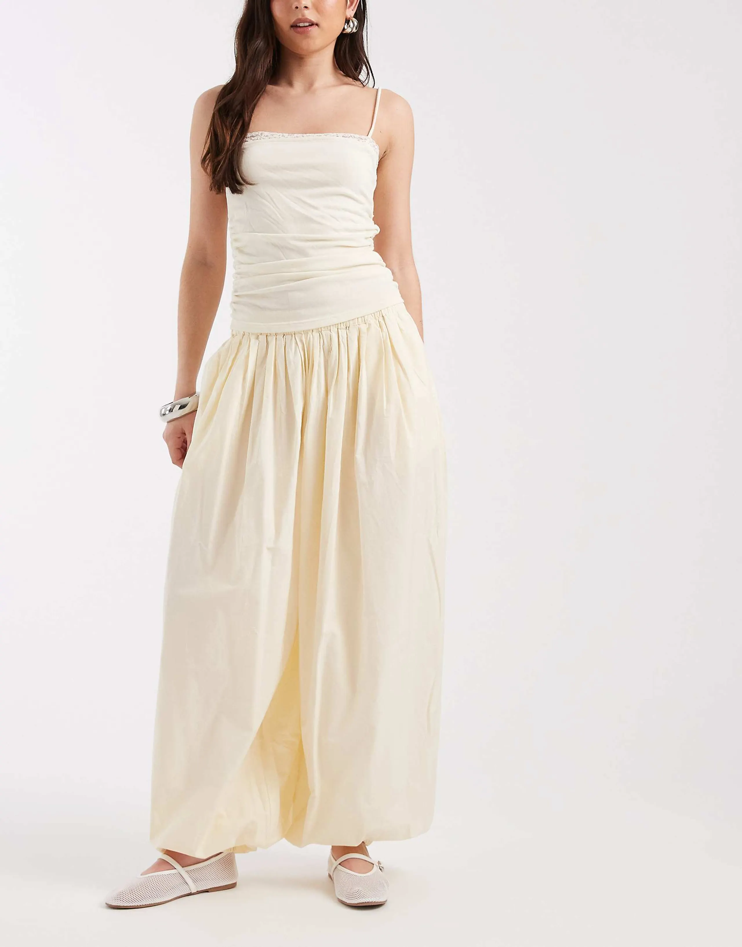 AWARE woven balloon pants with cuffed ankles in butter yellow