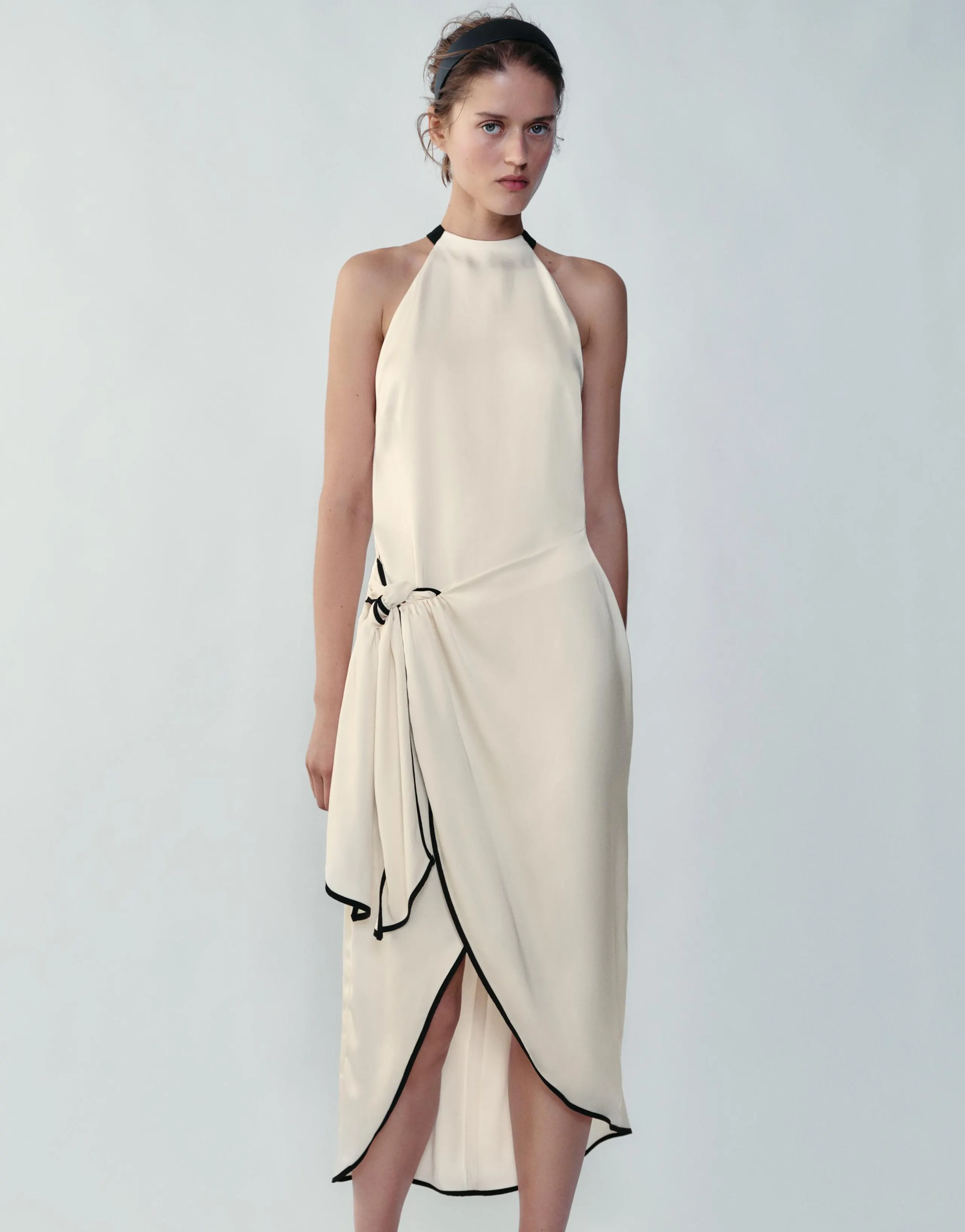 MIDI DRESS WITH CONTRAST PIPING