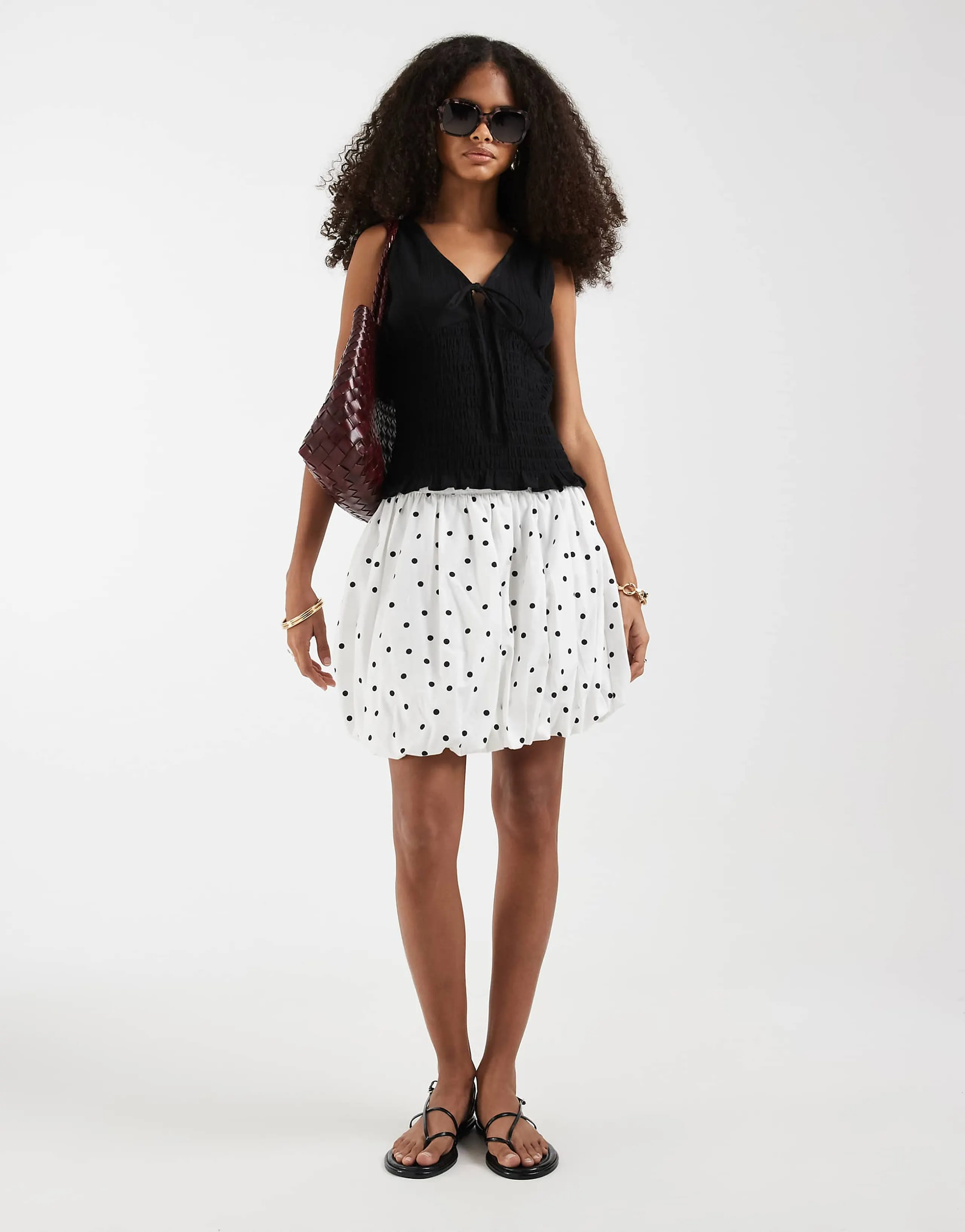 ASOS DESIGN bubble mini skirt in polka dot