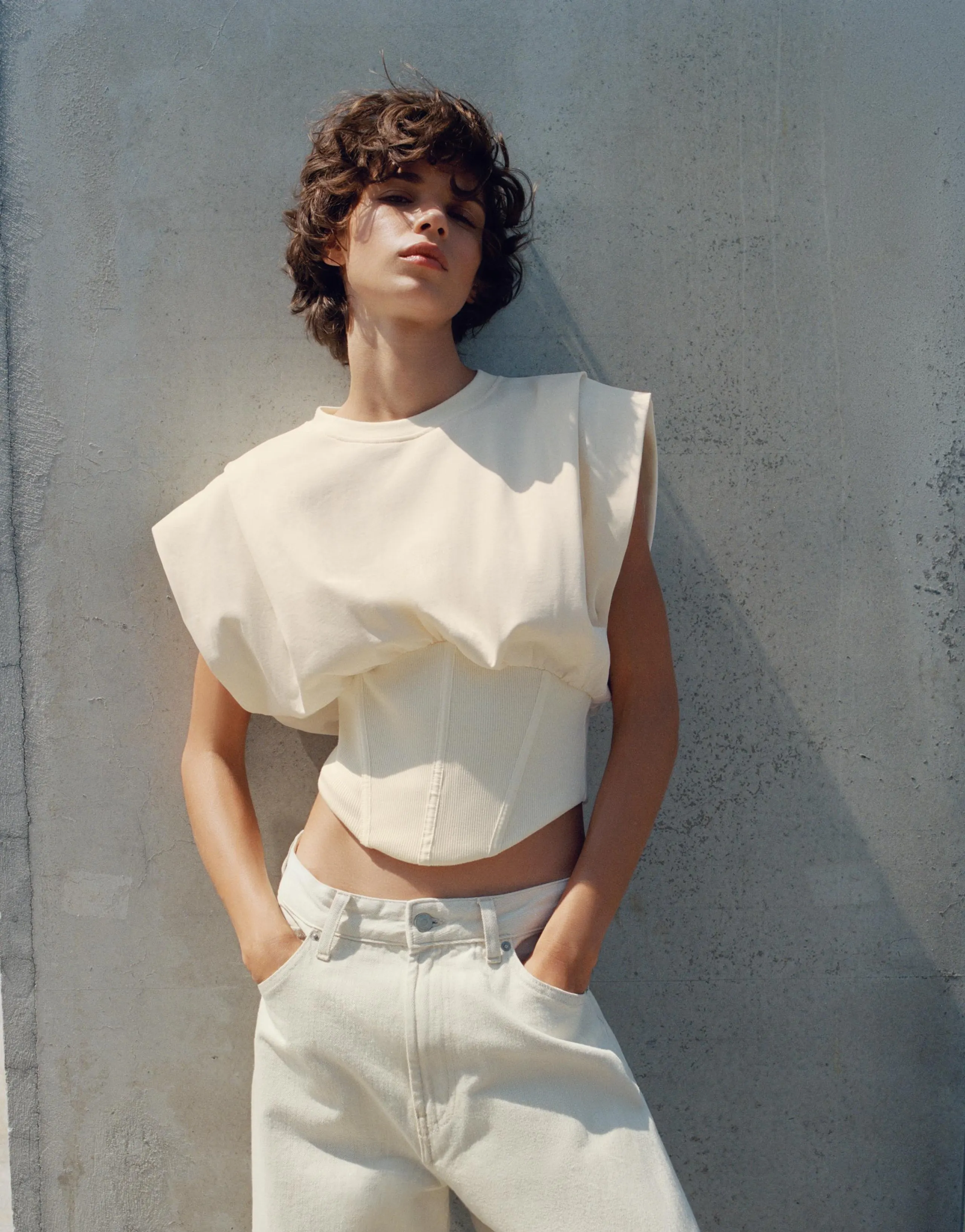 RIBBED CORSETRY-INSPIRED TOP