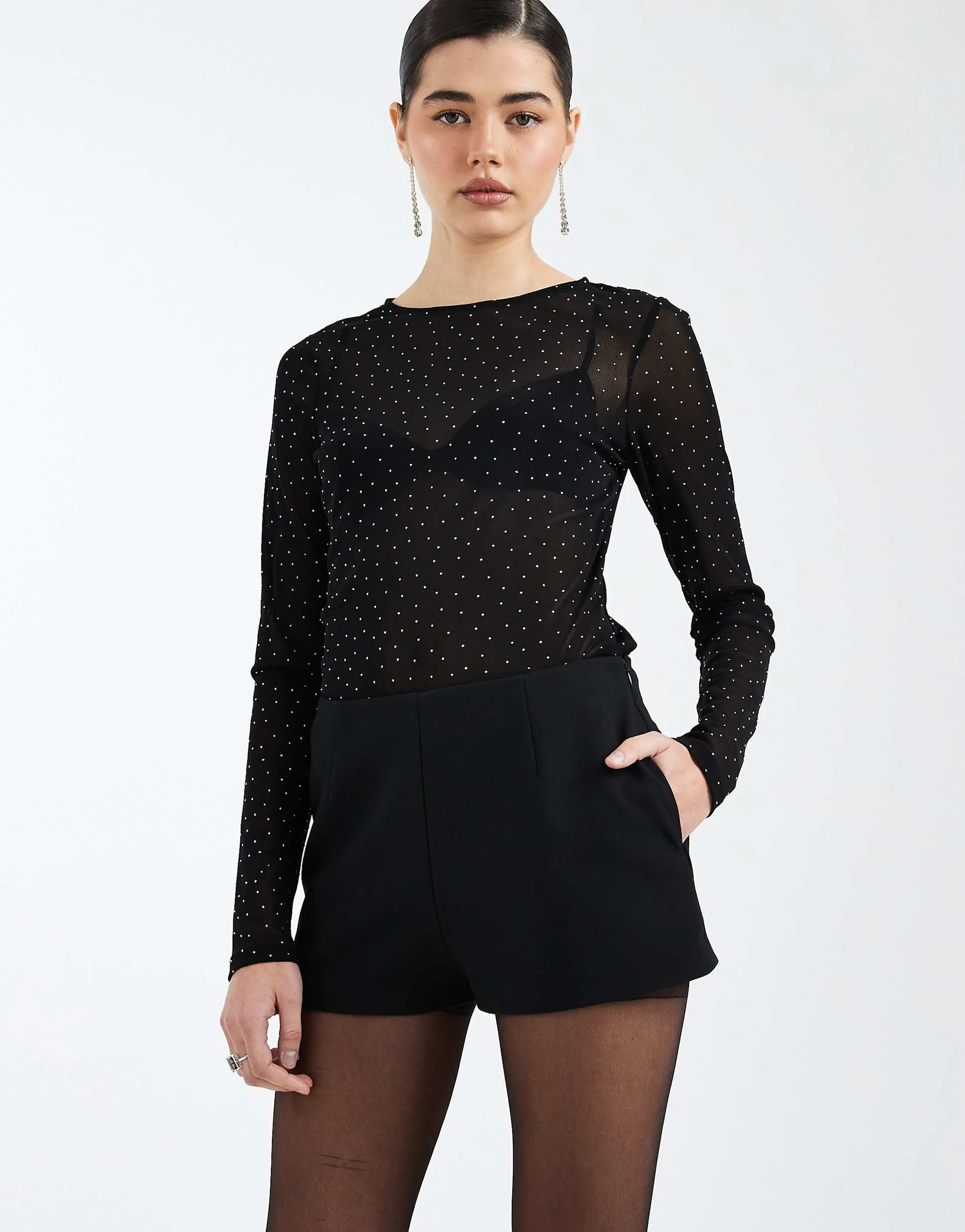 ASOS DESIGN clean waistband tailored micro shorts in black