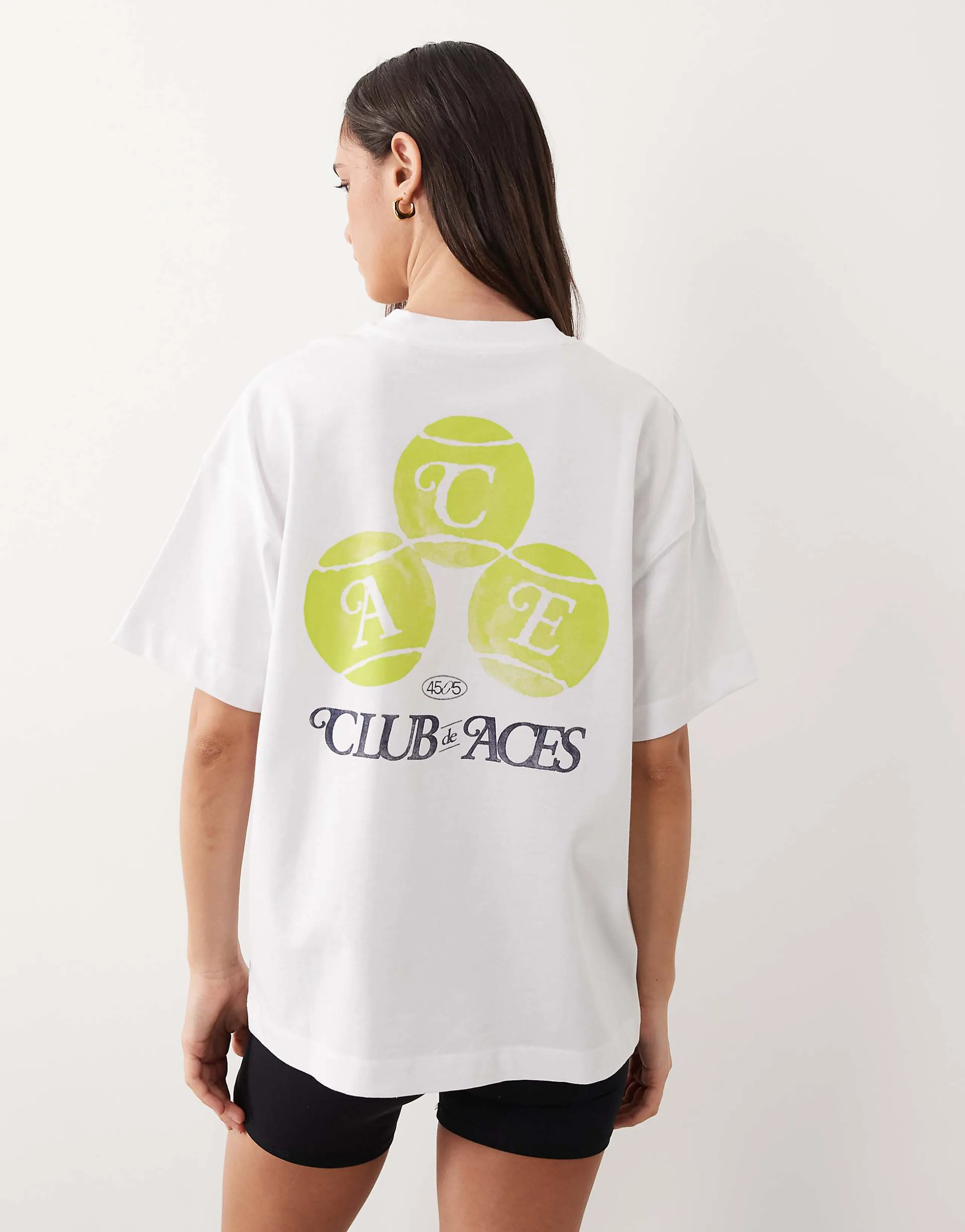 4505 heavyweight cotton oversized T-shirt with tennis back print and quick dry finish in white