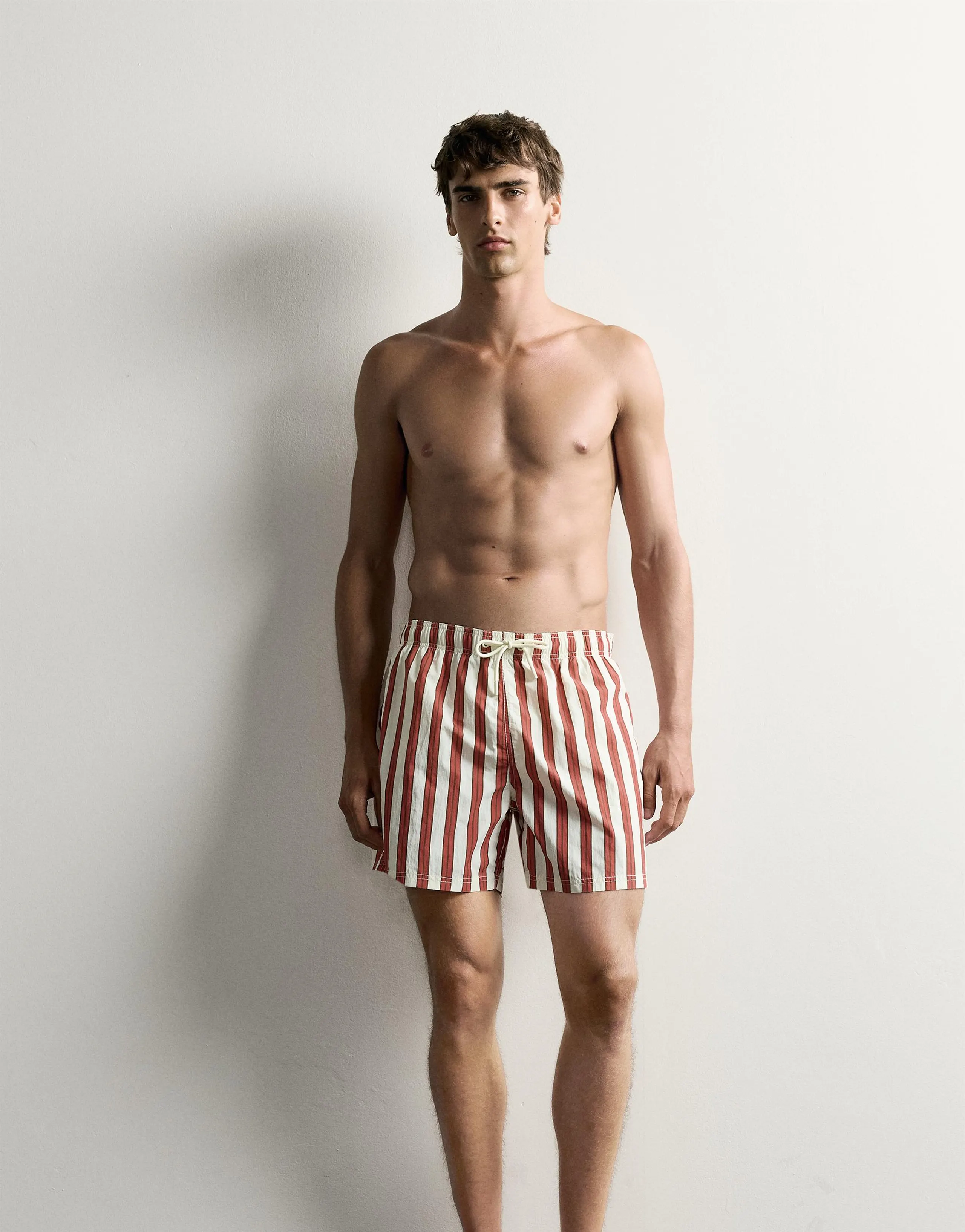 LONG STRIPED SWIMMING TRUNKS